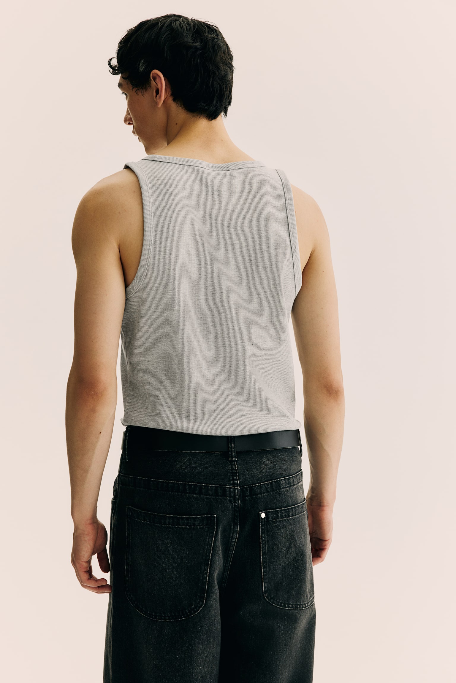 Slim Fit Ribbed vest top - Grey marl/White/Brown/Black - 4