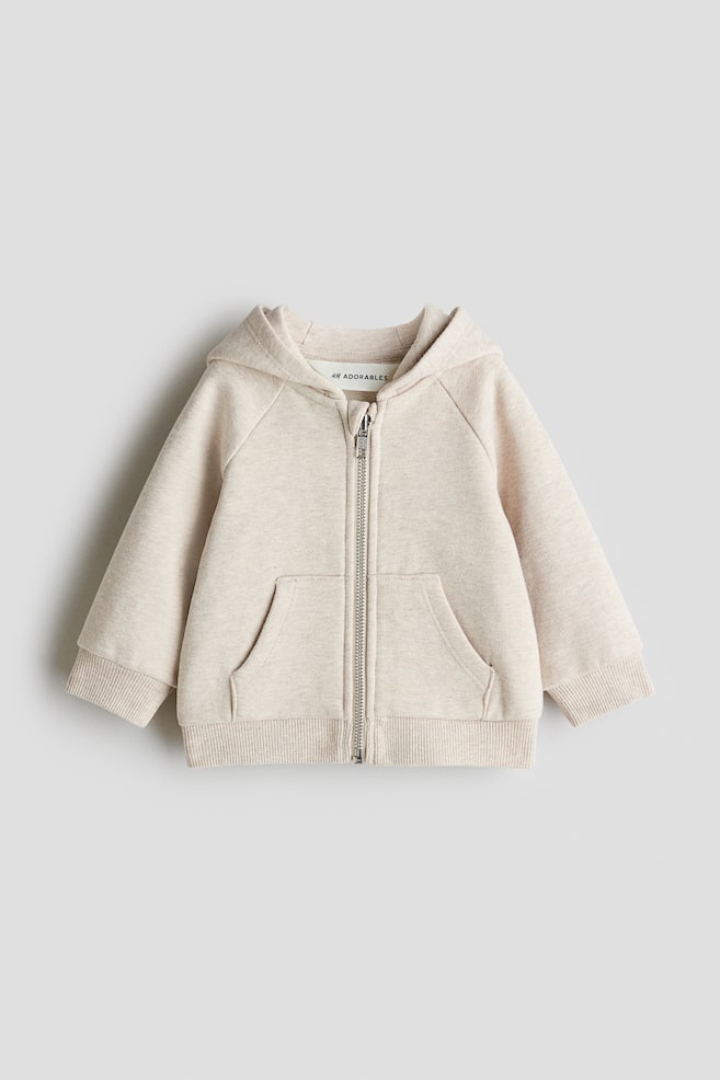 Felpa con cappuccio e cerniera - Beige chiaro/Beige - 1