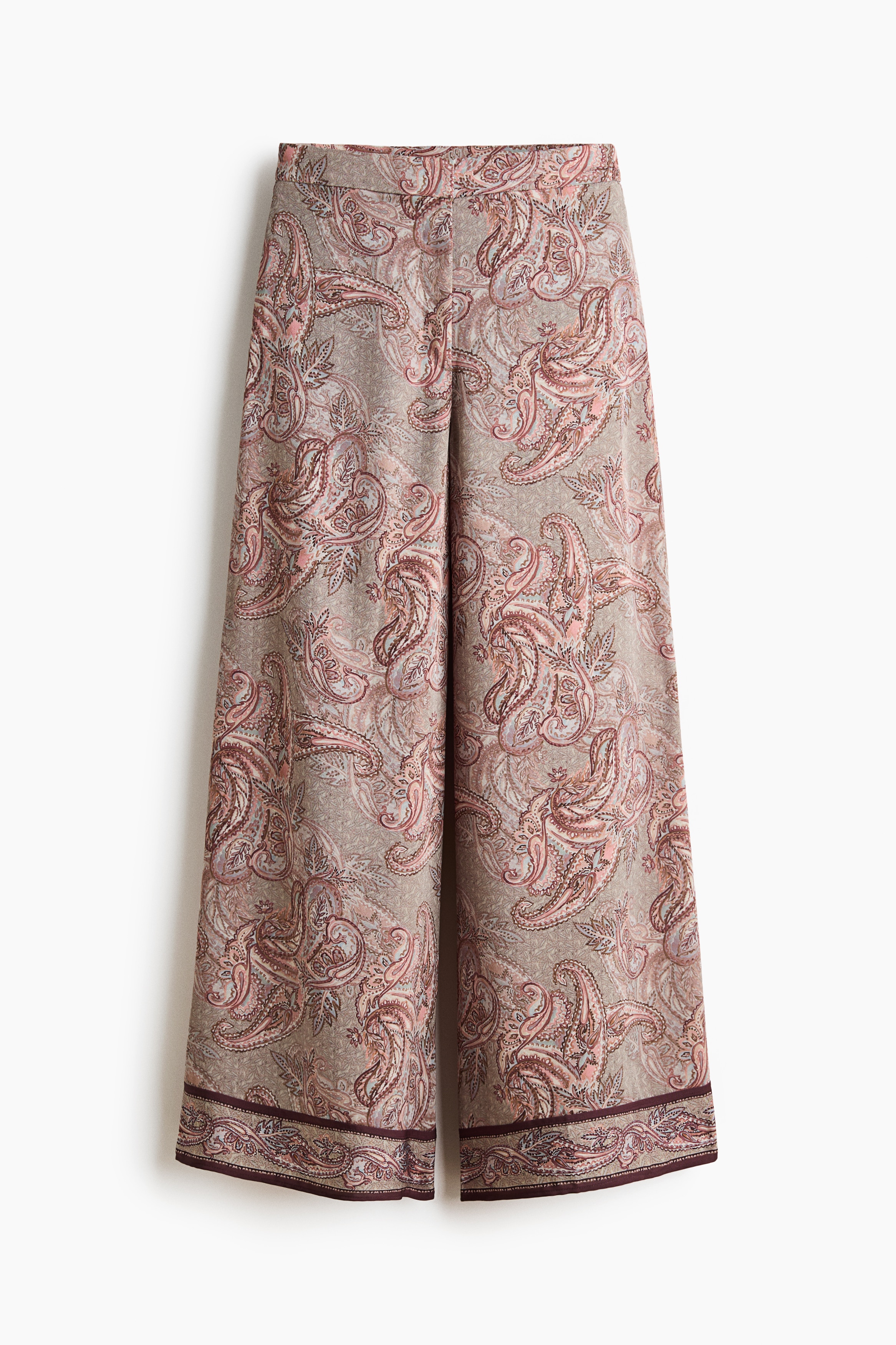 Wide trousers - Dusty green/Paisley pattern/Burgundy