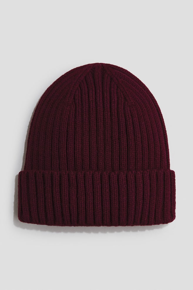 Bonnet côtelé - Rouge foncé/Beige/Blanc/Rouge/Bleu vif - 1
