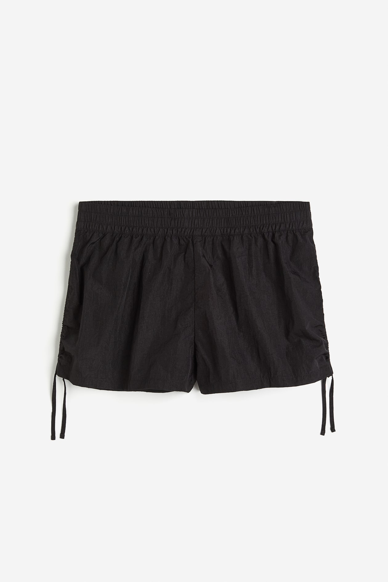 drawstring-detail-nylon-pull-on-shorts-black-ladies-h-m-in