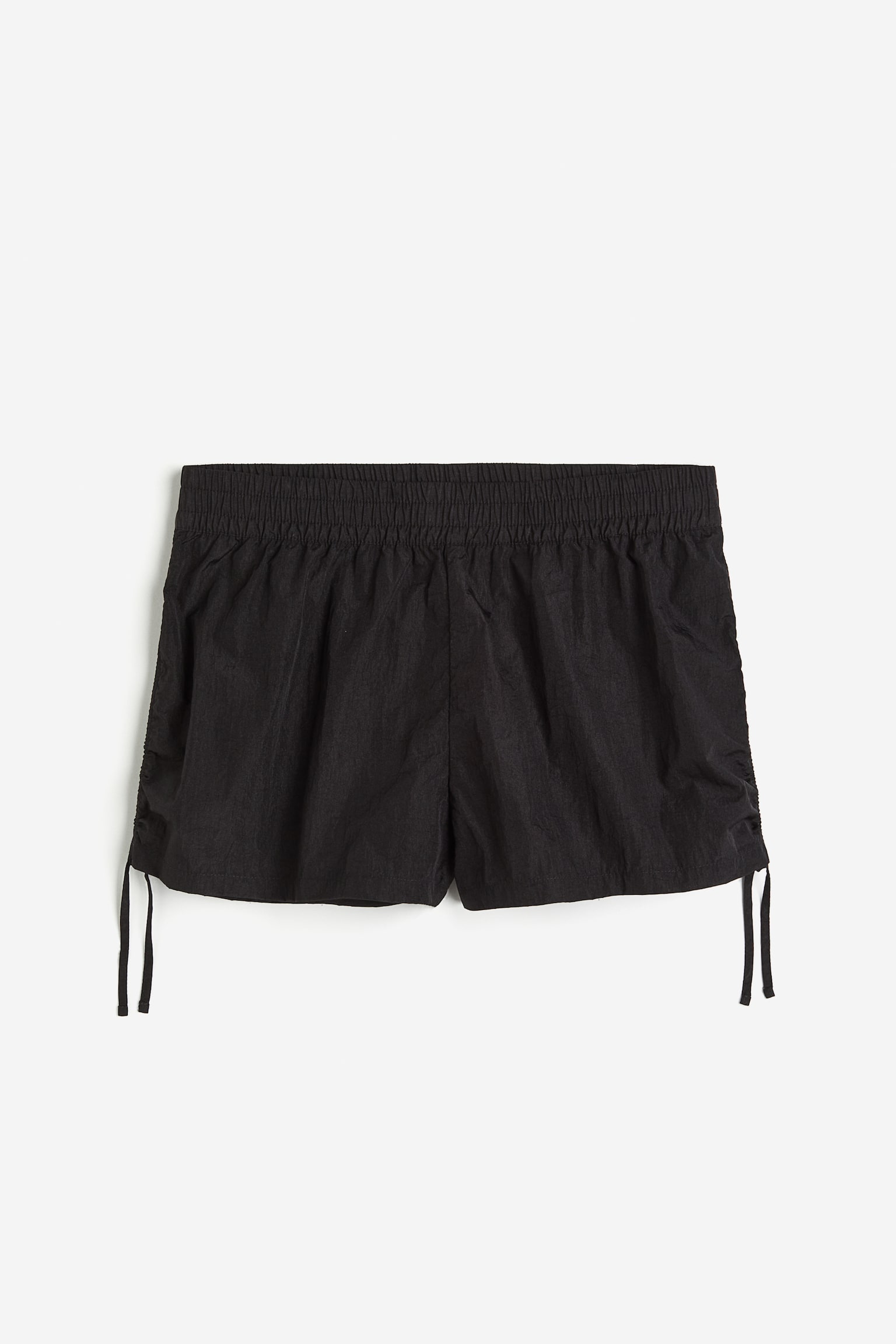 Drawstring-detail nylon pull-on shorts - Black/Light beige/Grey - 1