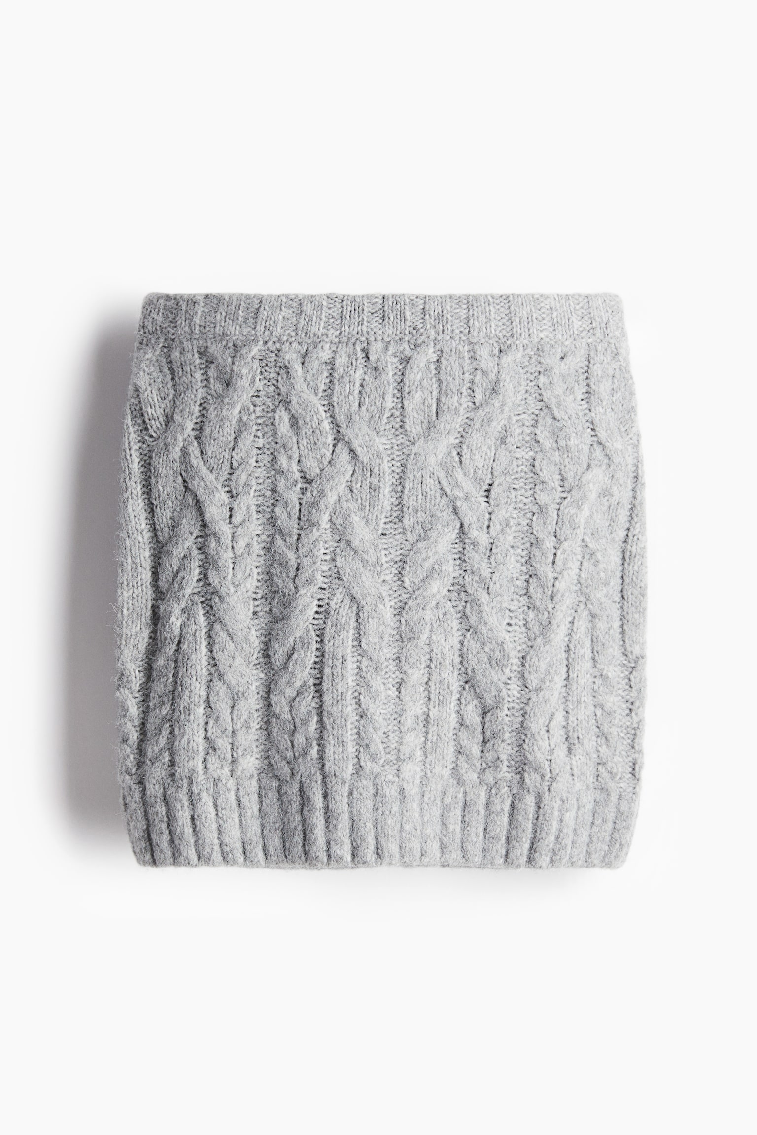 Cable-knit skirt - Light grey marl - 2