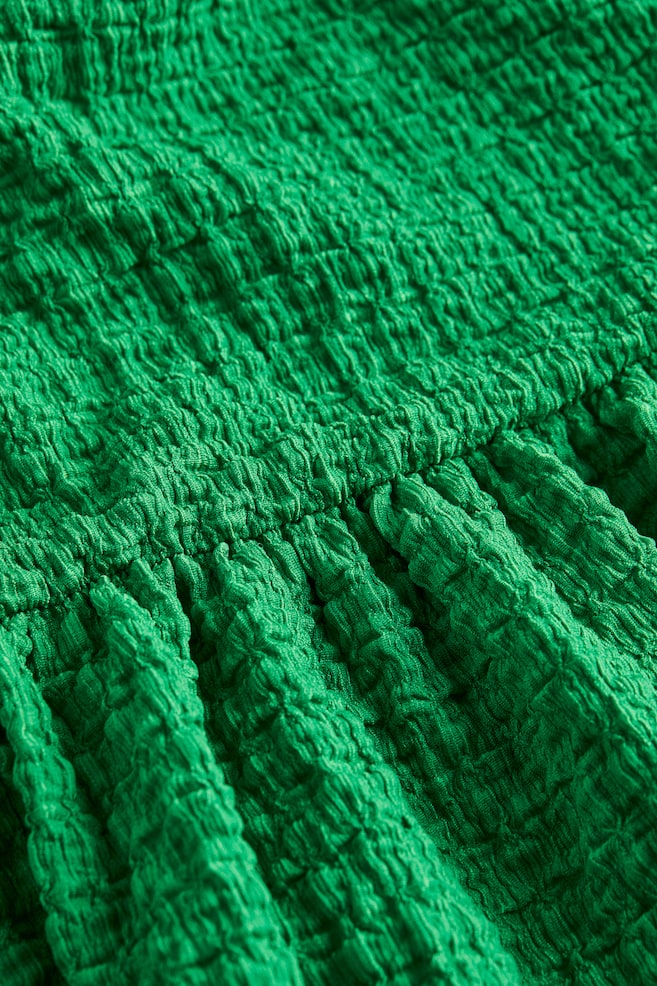 Robe à manches bouffantes en jersey texturé - Vert/Noir/Bleu clair/fleuri/Crème/fleuri - 2