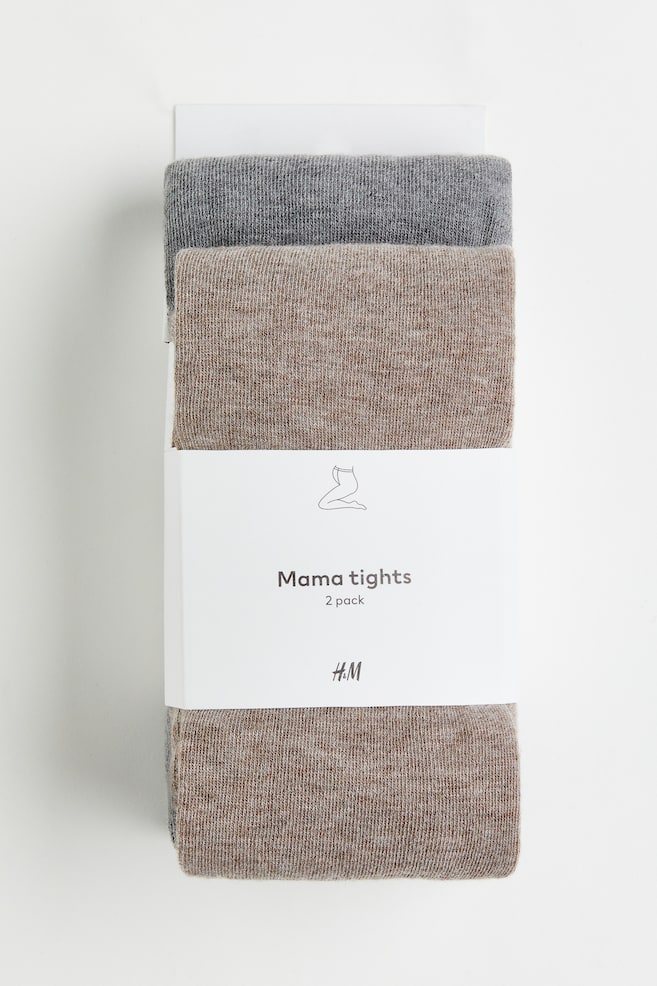 MAMA 2-pack fine-knit tights - Grey/Dark beige/Black - 1