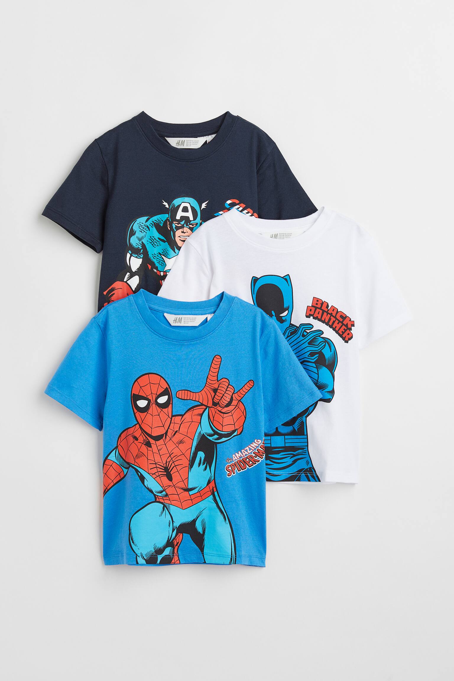3er-Pack T-Shirts mit Print - Dunkelblau/Marvel Comics