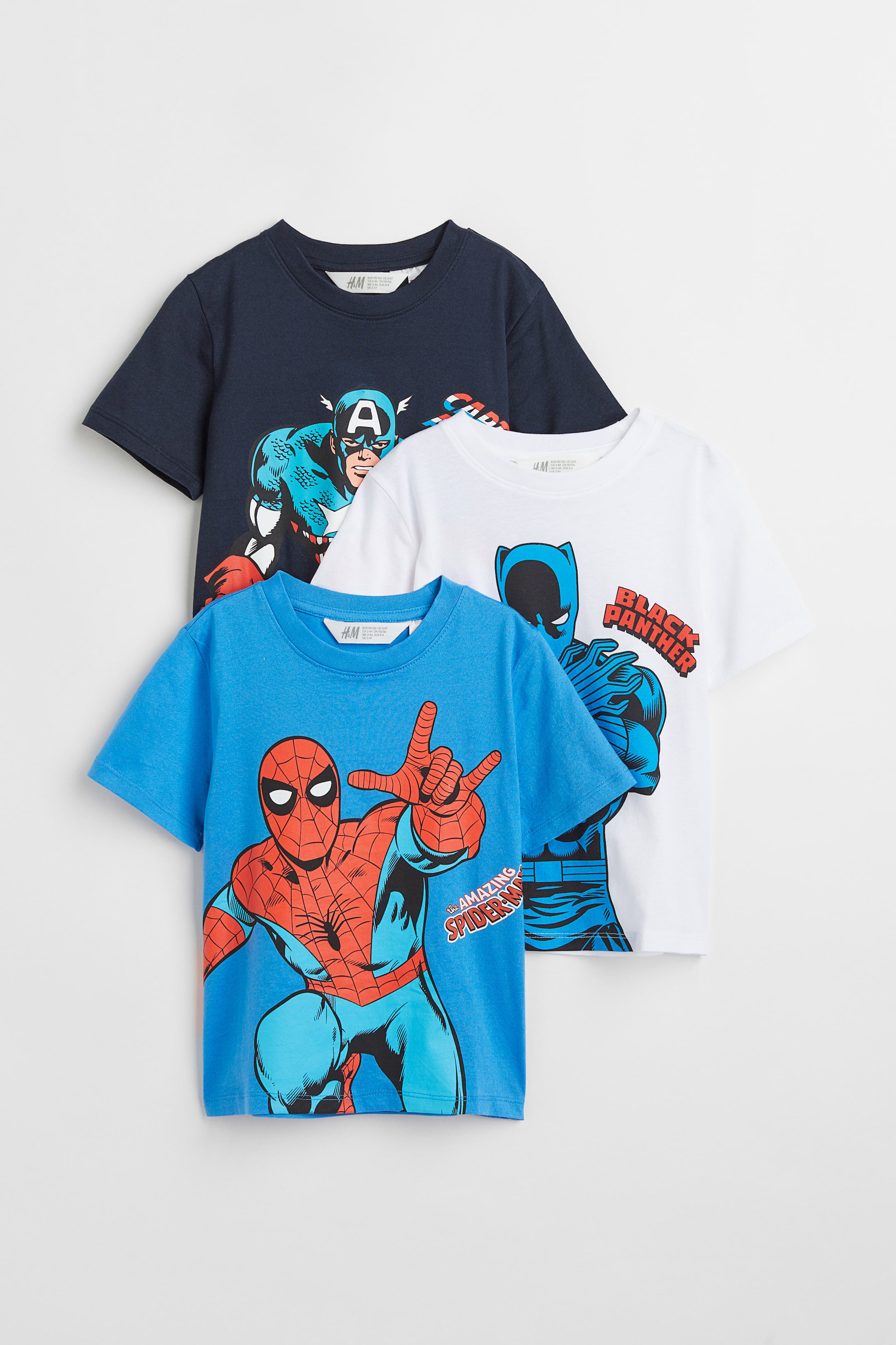 Größeres Bild anzeigen: 3er-Pack T-Shirts mit Print - Dunkelblau/Marvel Comics - Kids | H&M AT 1