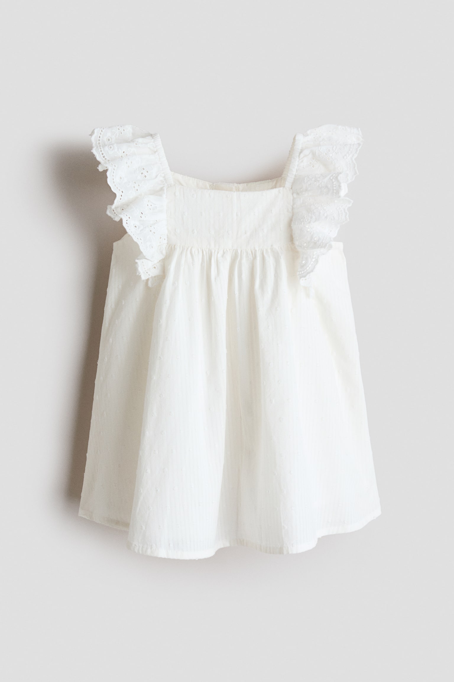 Frill-trimmed cotton dress - White