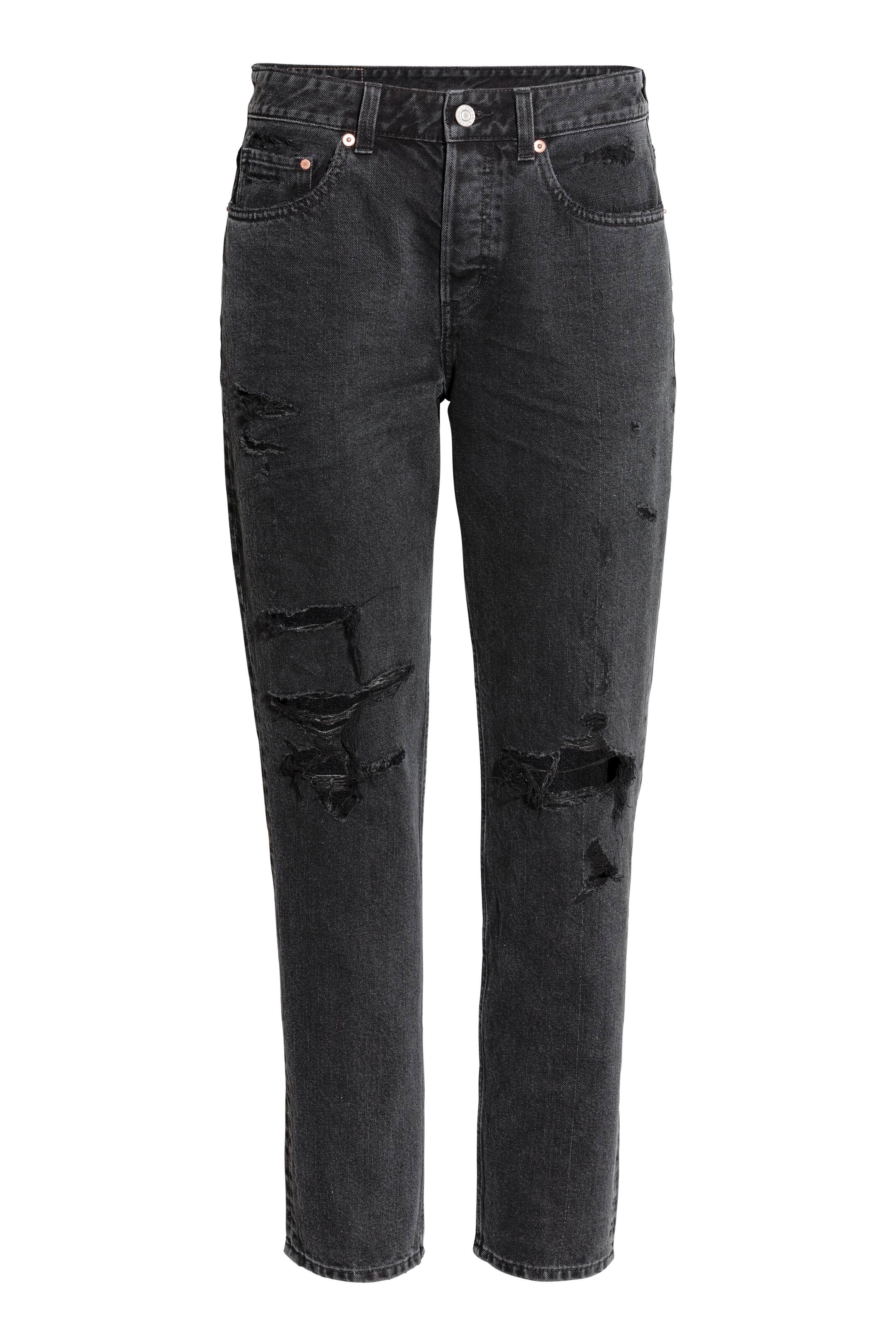 Voir une image plus grande: Jean troué Coupe garçonne - Noir - Ladies | H&M CA 1