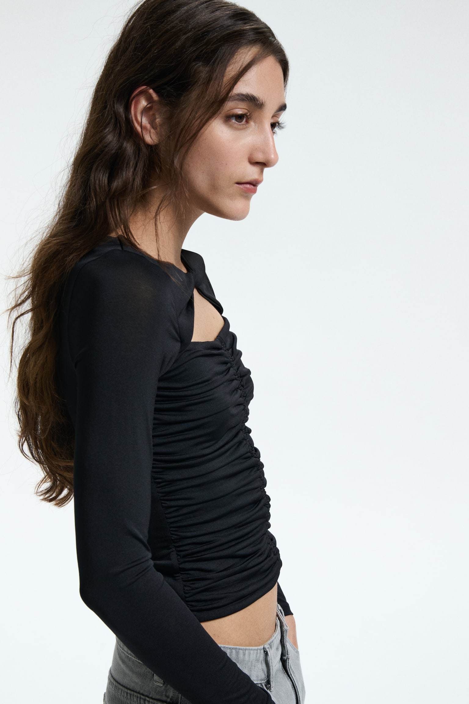 Oyuklu Jarse Üst - Siyah - 5