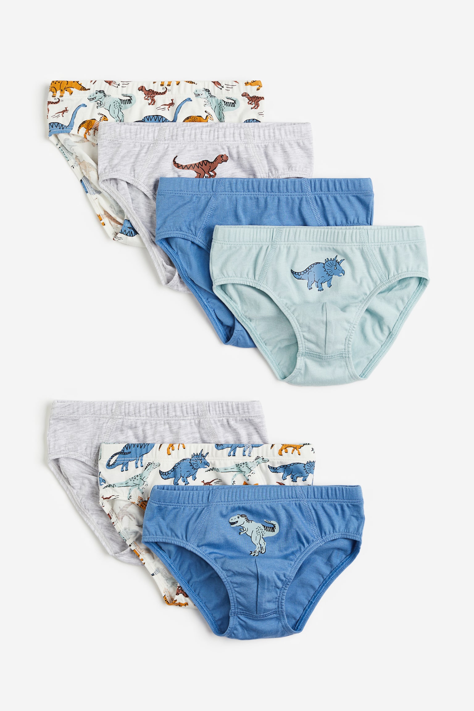 7-pack Cotton Boys’ Briefs - Dusty blue/Dinosaurs/Teal/Dinosaurs - 1