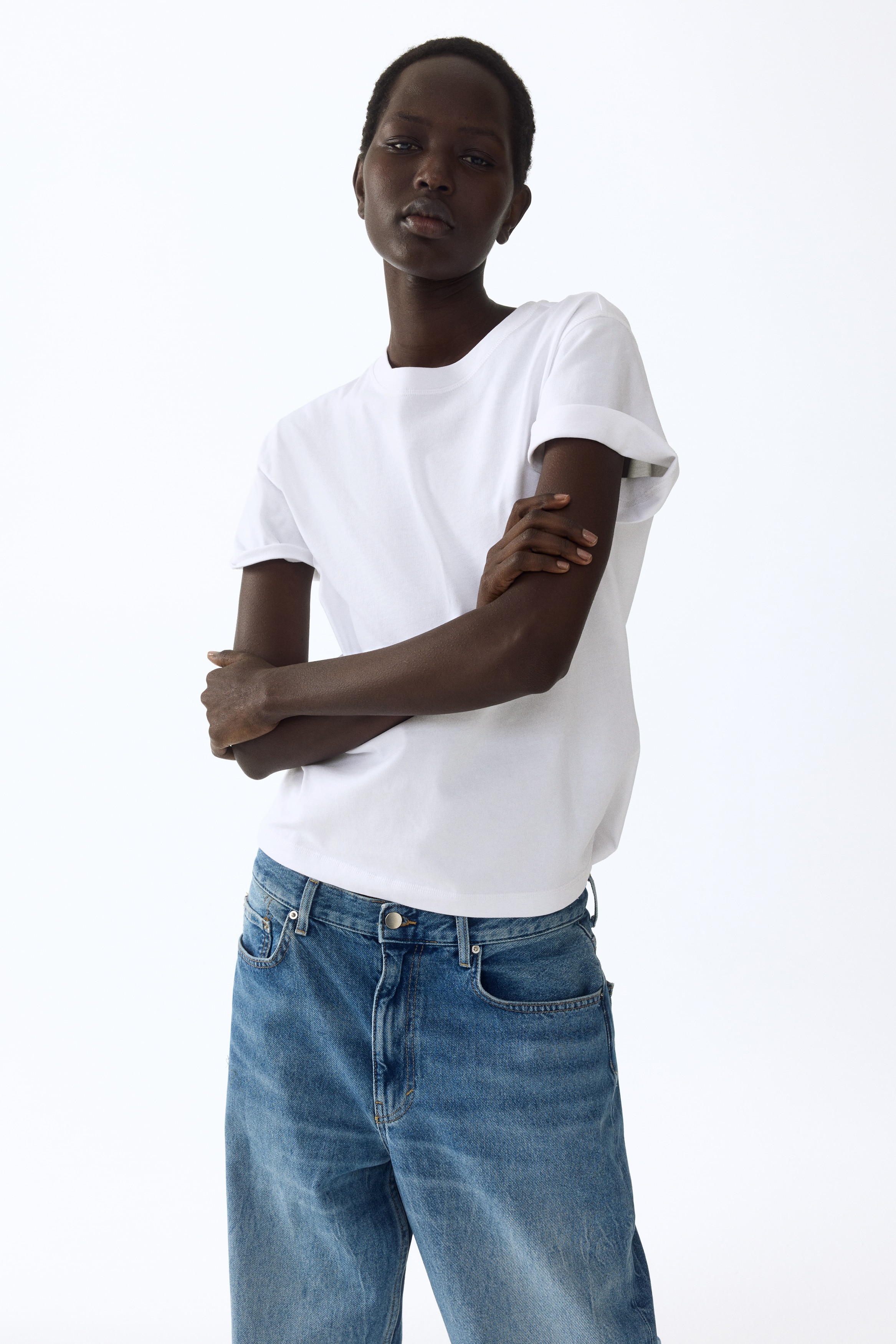 T-shirt oversize em algodão - Branco/Preto/Castanho/Cinzento/Castanho escuro/Azul marinho