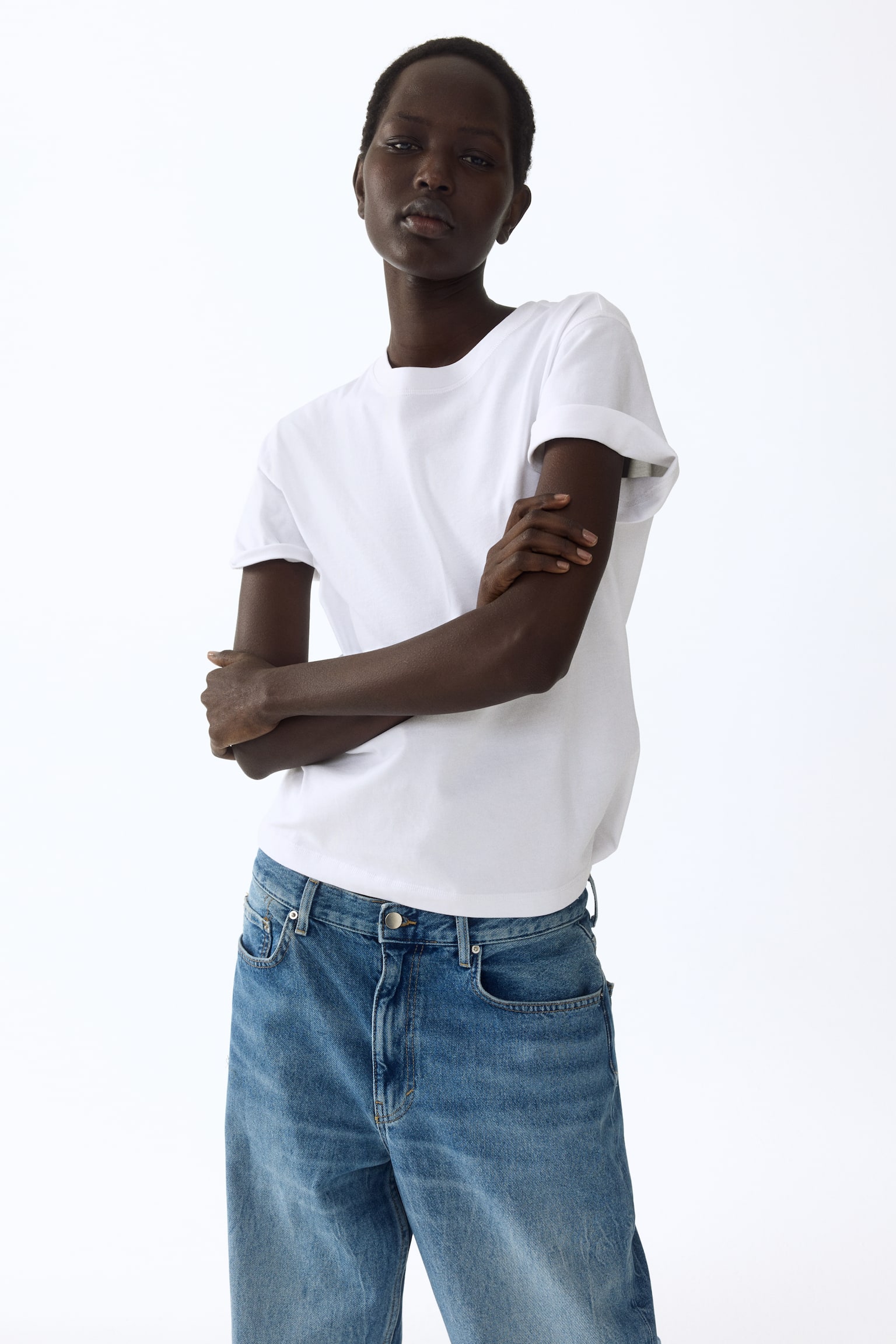 T-shirt oversize en coton - Blanc/Noir/Marron/Gris/Bleu marine - 2
