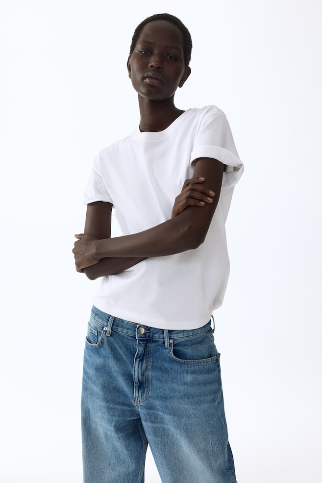 Oversized Cotton T-Shirt - White/Brown/Light pink/Black/Light beige - 2