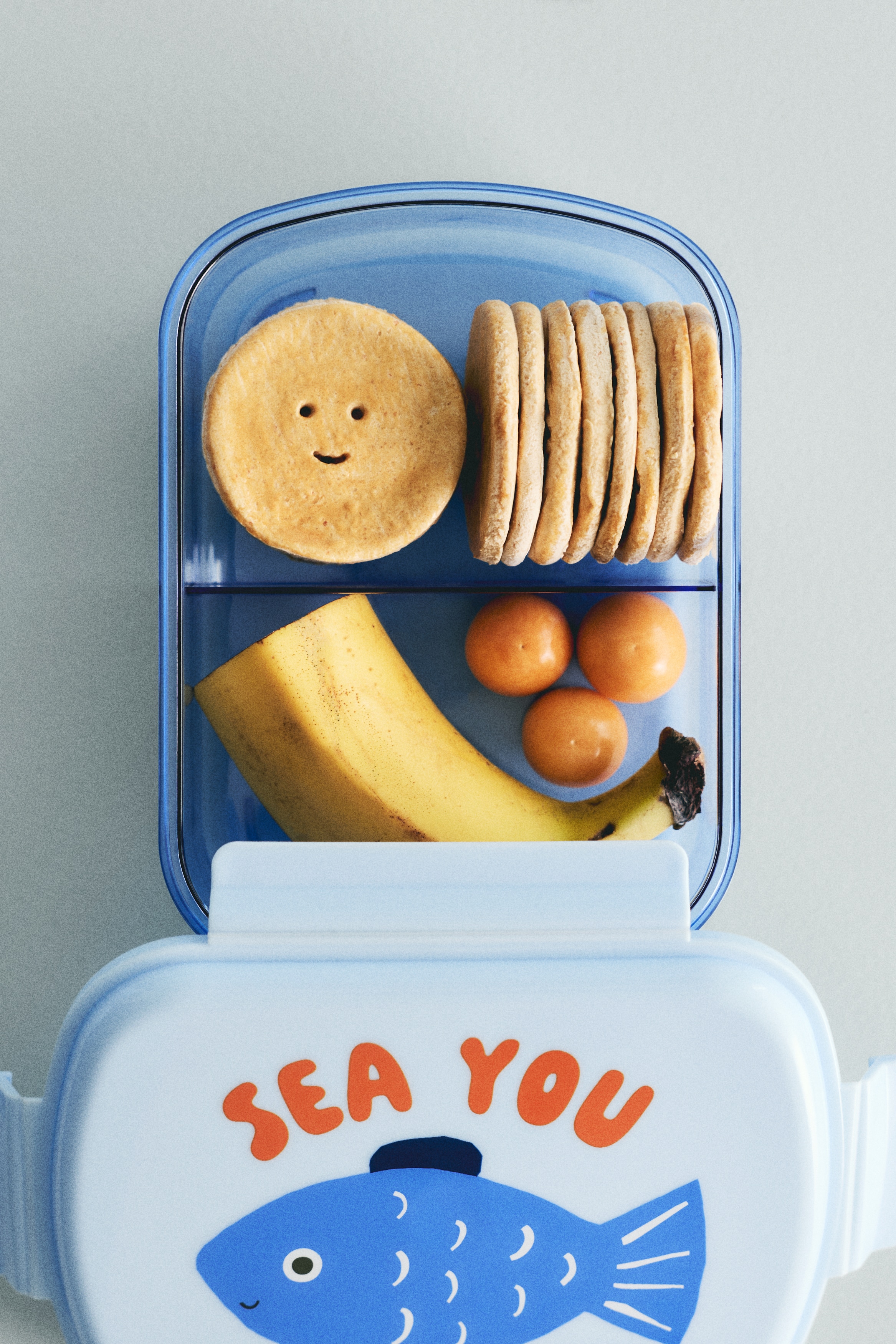 Children's lunch box - Light blue/Fish/Light yellow/Oranges