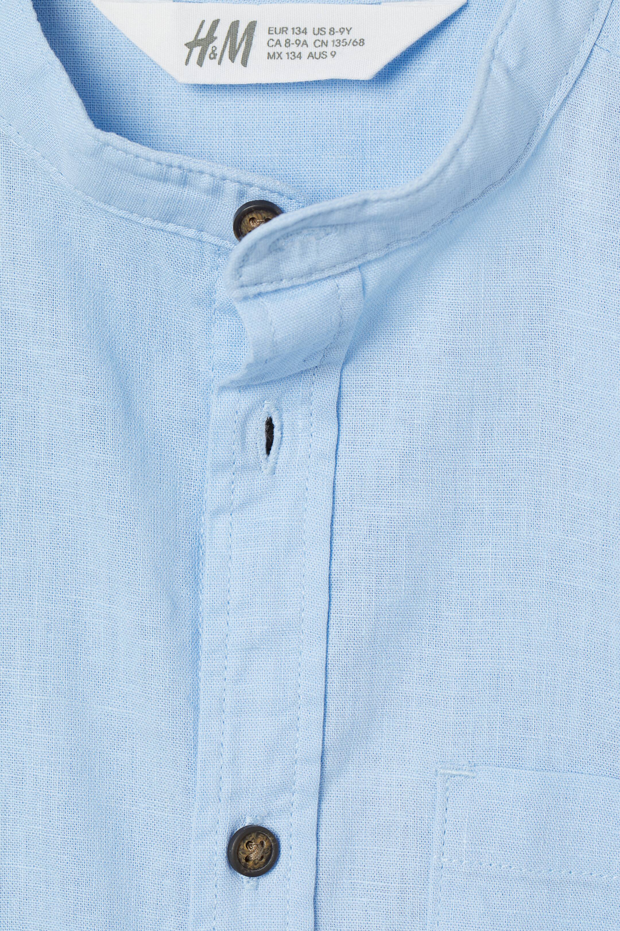 Größeres Bild ansehen: Stehkragenhemd aus Leinenmix - Hellblau - Kids | H&M DE 2