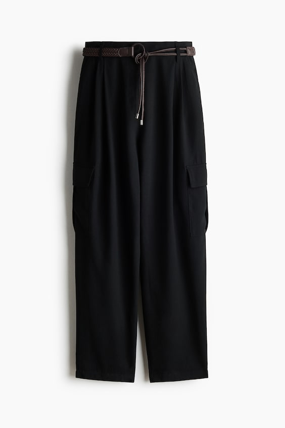 Женские брюки H&M Belted Barrel-Leg Pants
