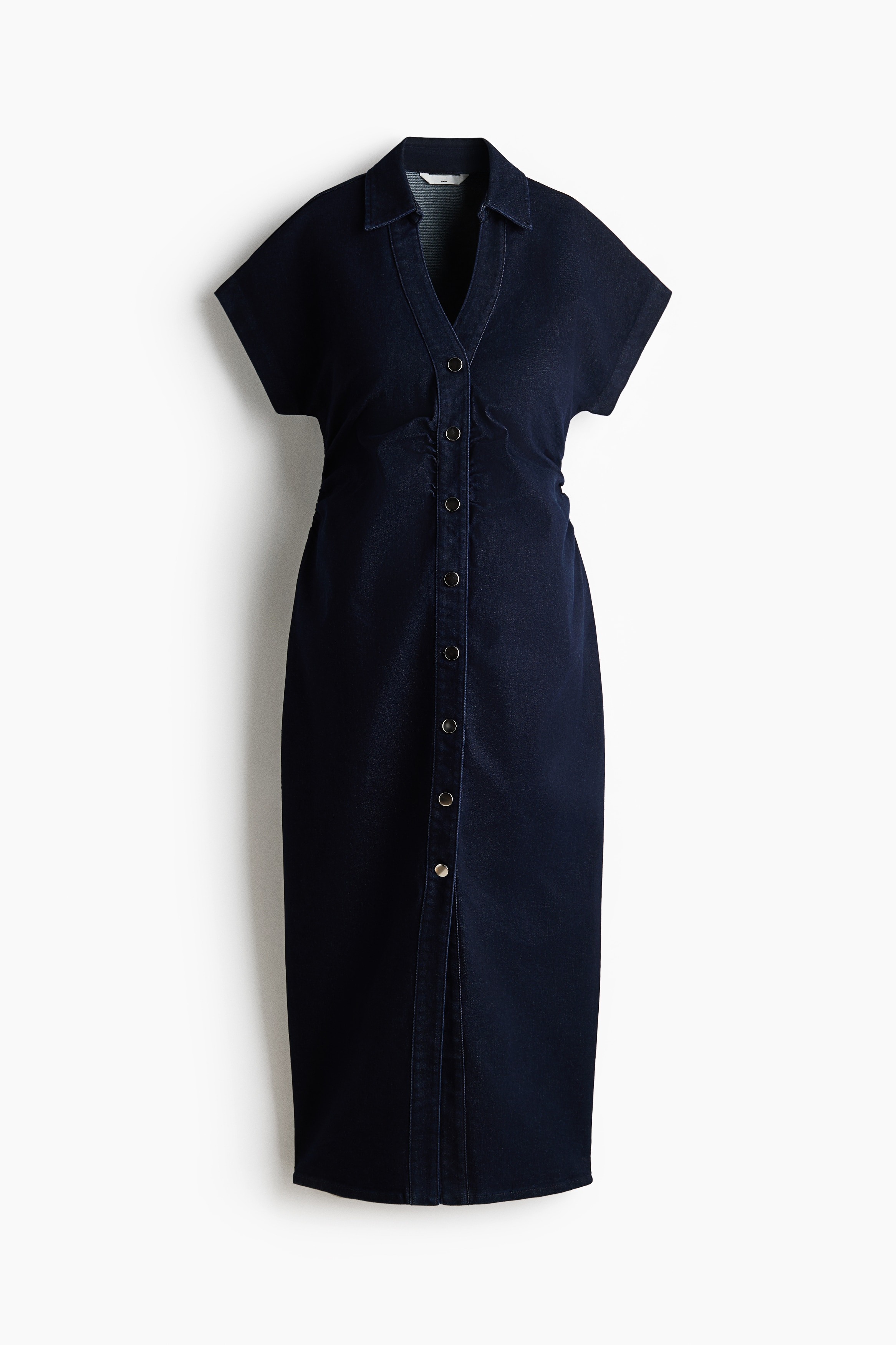 MAMA Short-Sleeved Denim Dress - Dark denim blue