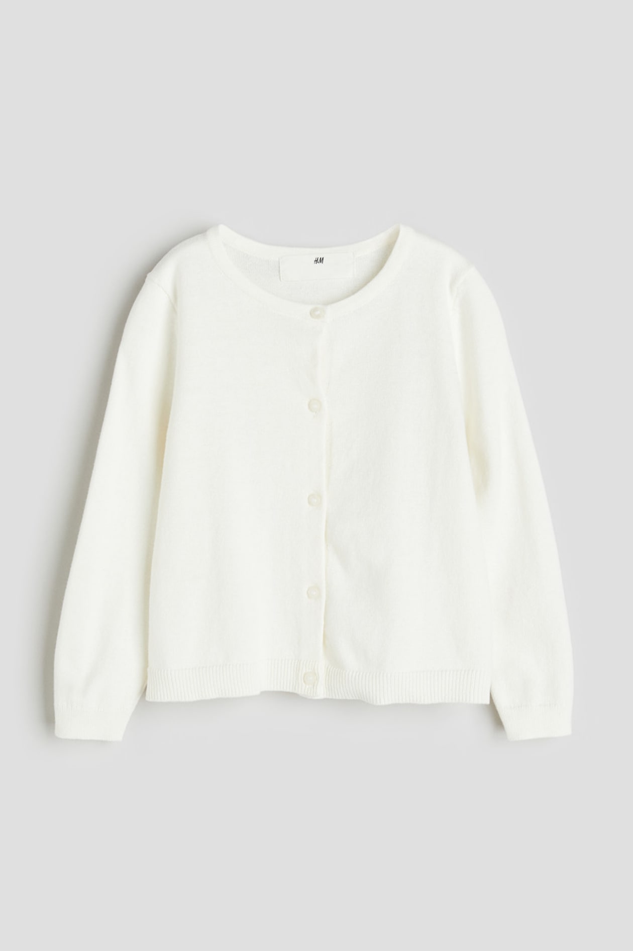 Fine-knit Cotton Cardigan Natural white Kids H&M US