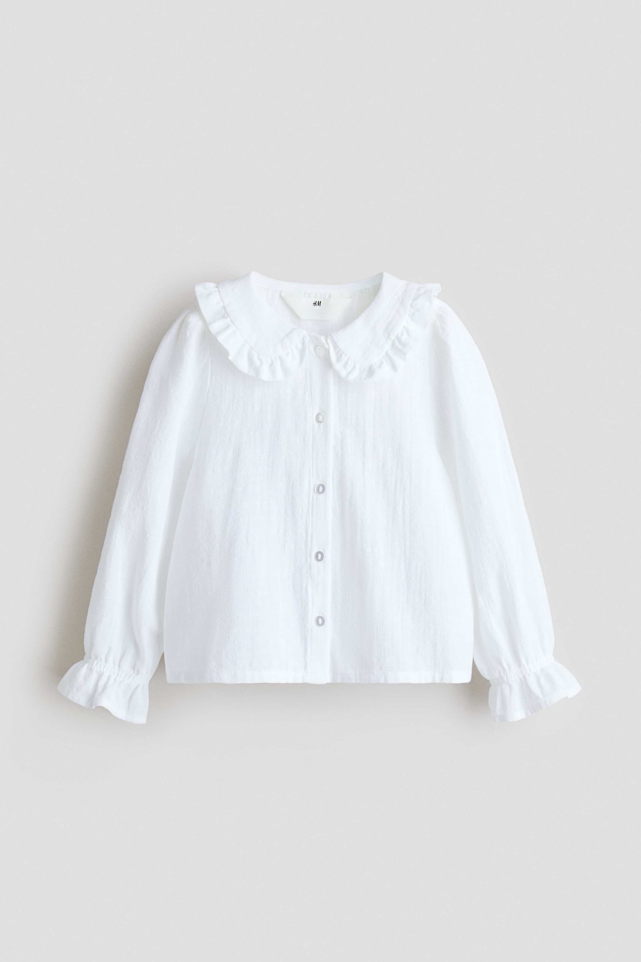 Xem ảnh lớn hơn: Áo kiểu bằng muslin có cổ - Màu trắng - Kids | H&M VN 4