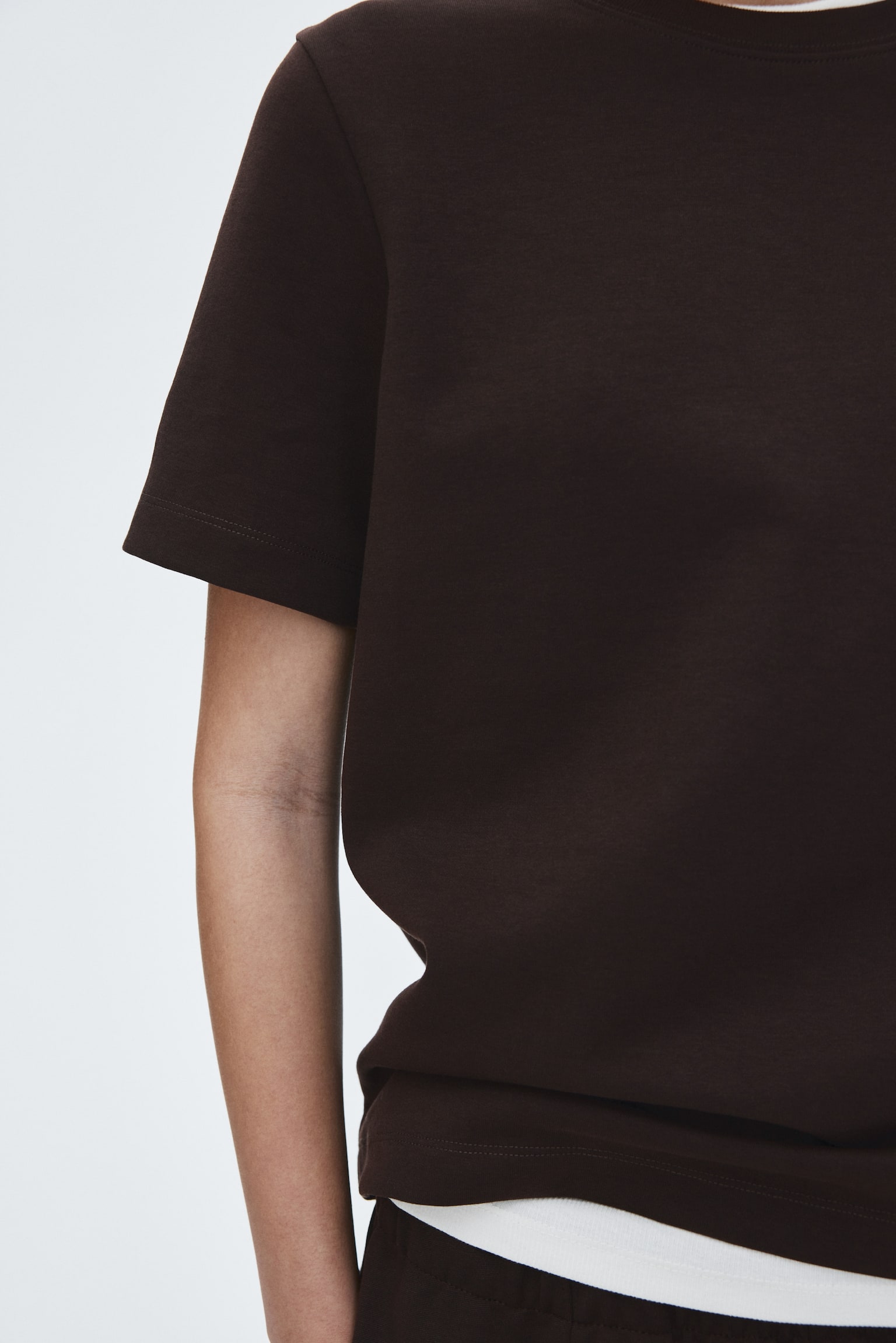 Tričko s interlockem - Tmavě hnědá/Bílá/Černá/Šedý melír - 4