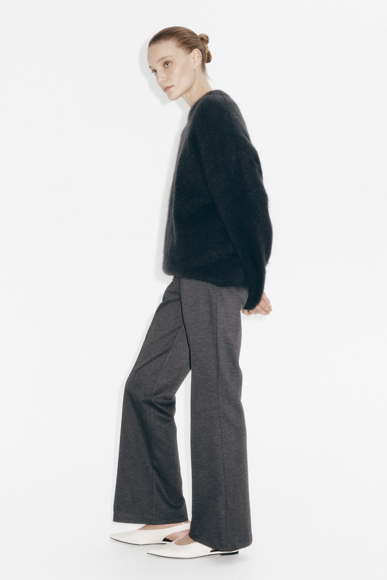 Bootcut crease-front trousers - Dark grey/Dark brown/Black - 5