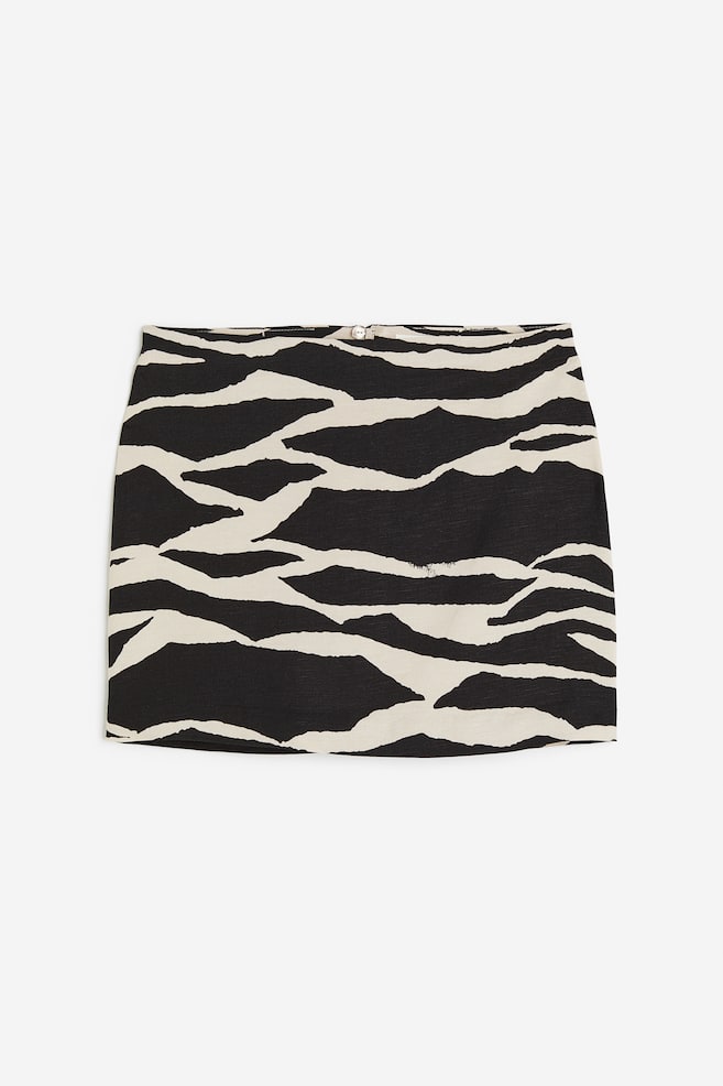 Linen-blend mini skirt - Black/Zebra print/Black/Cerise/Light beige - 2