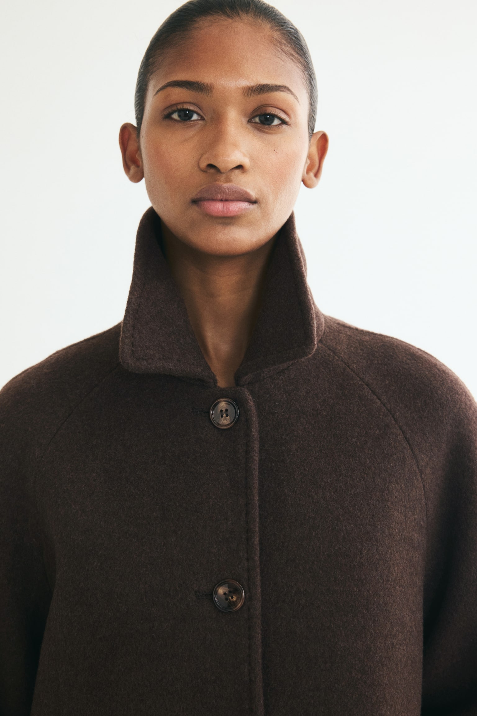 Женское пальто H&M Wool-Blend Car, цвет: Тёмный коричневый — фото 4