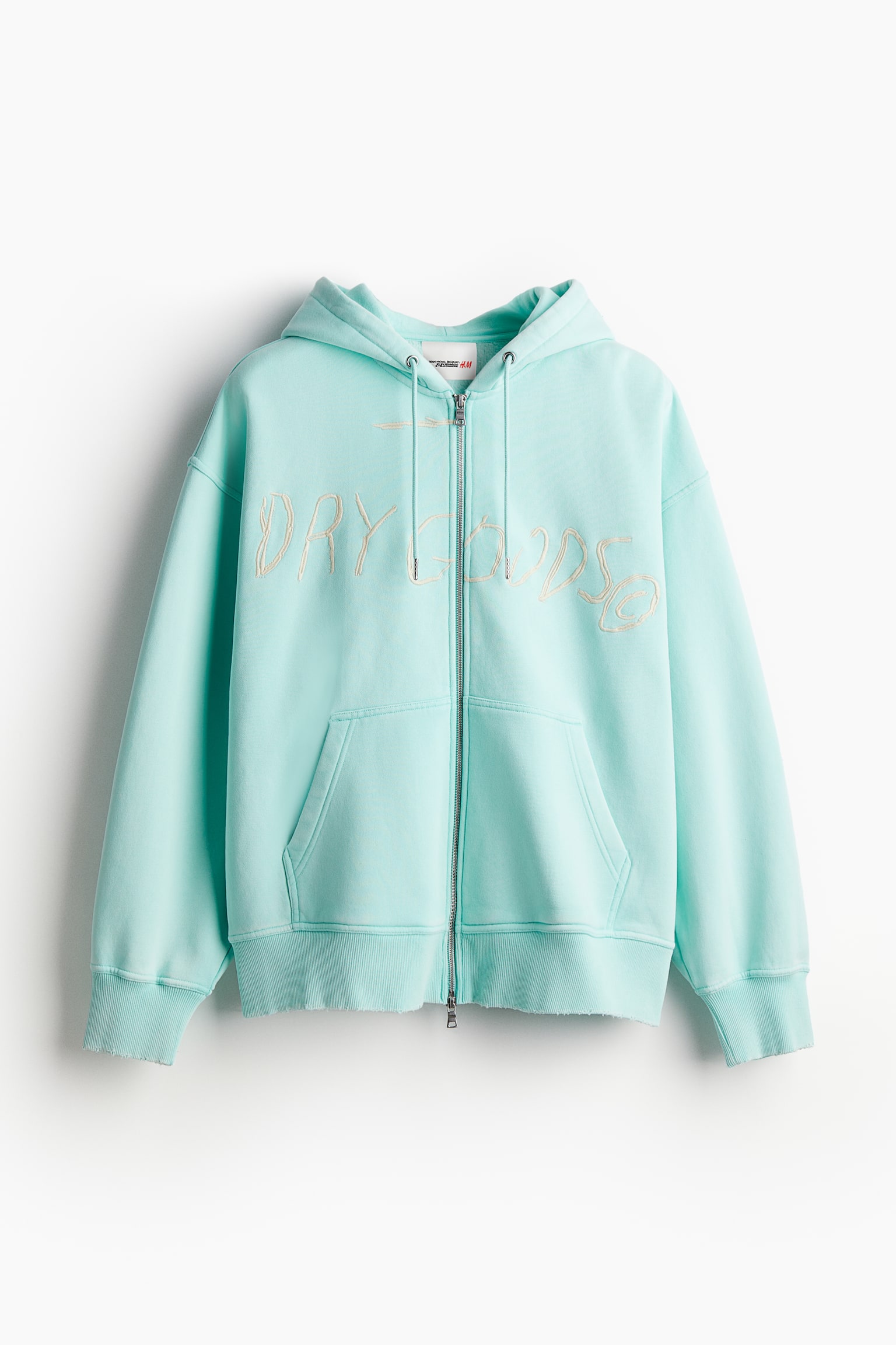 Oversized Fit Cotton zip-through hoodie - Turquoise/Basquiat - 2