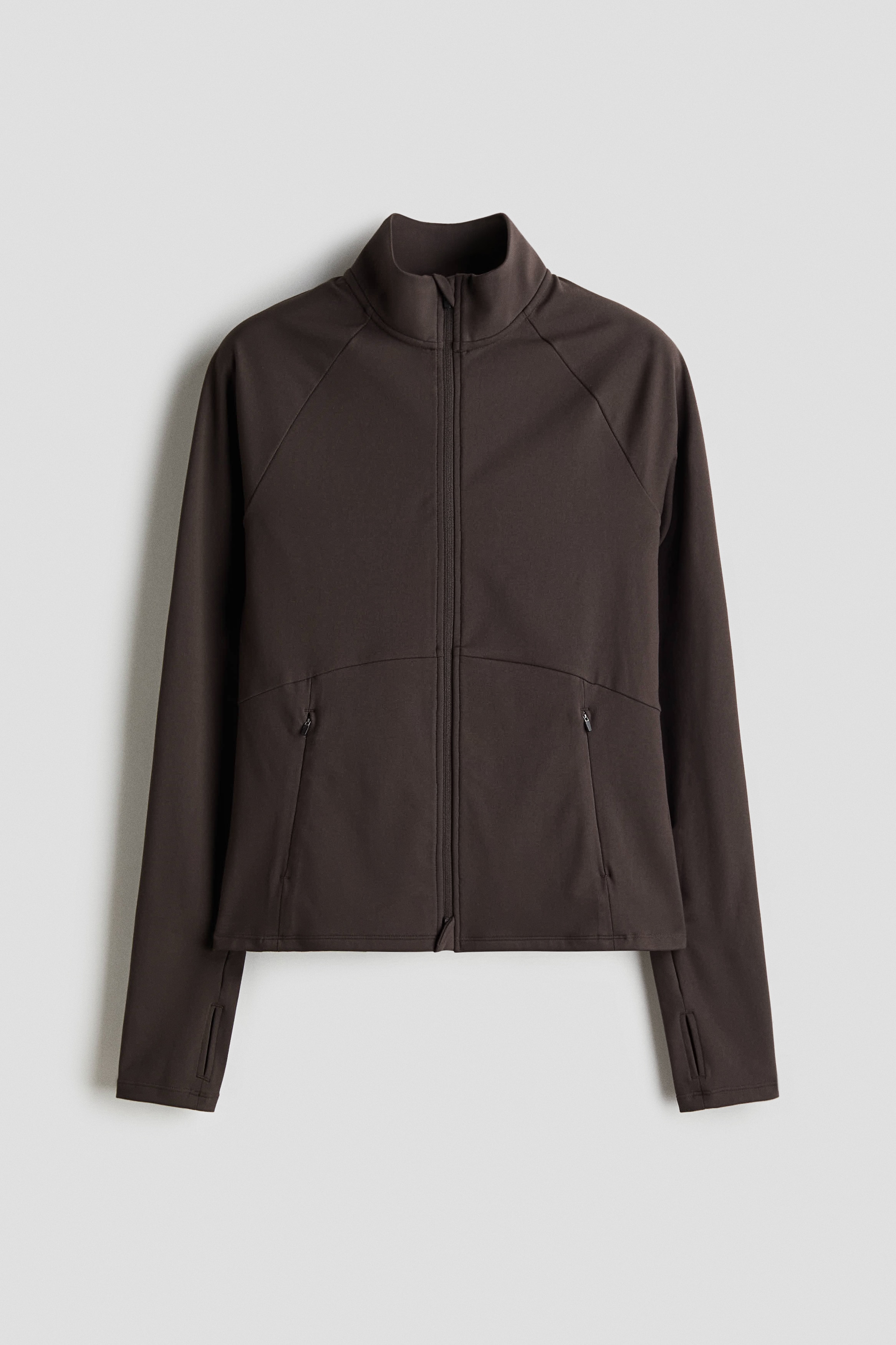 Värmande träningsjacka med dragkedja - Kaffebrun/Svart