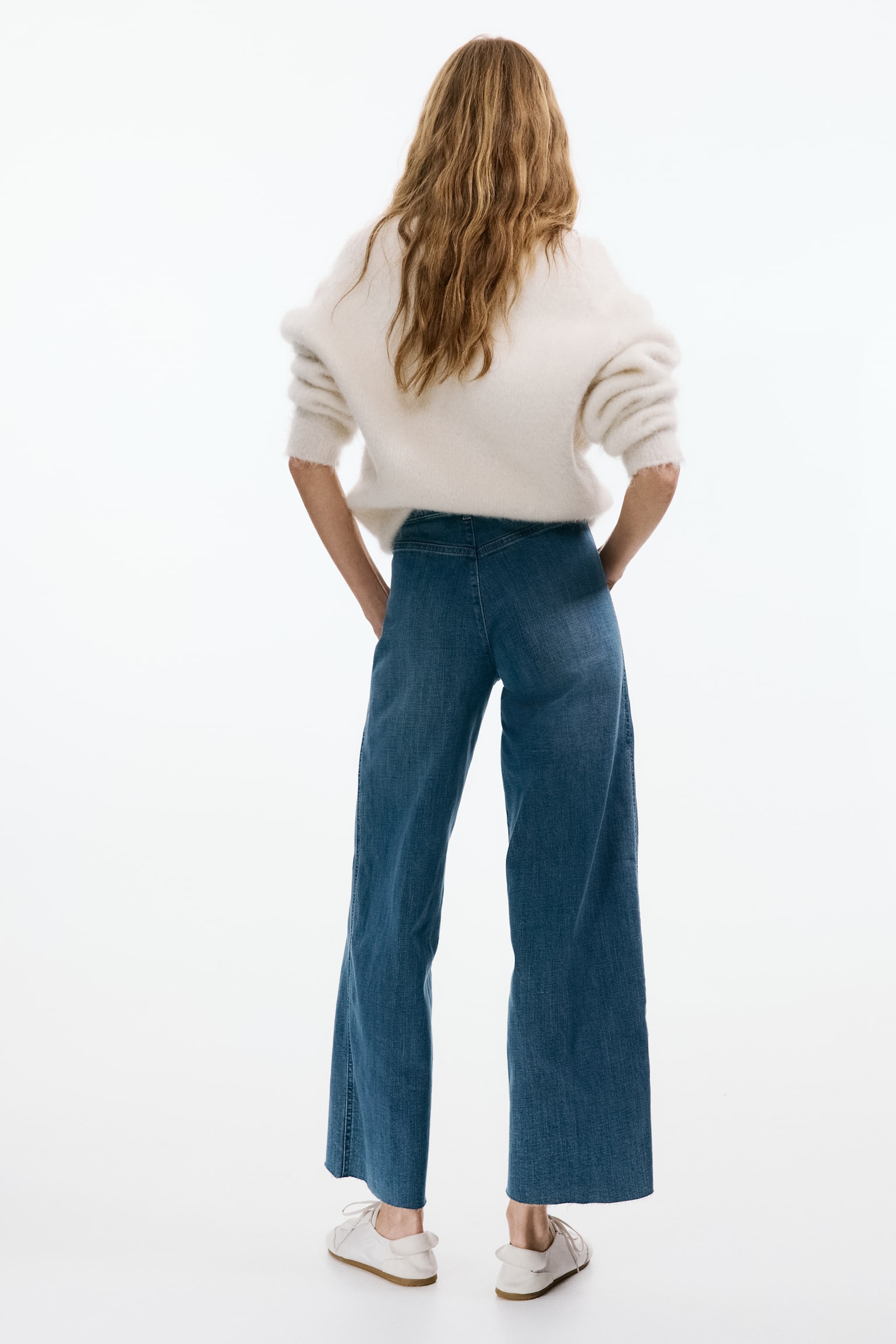 Wide High Waist Ankle Jeans - Denim blue/Navy denim blue/Dark denim blue/White/Bright red/Light denim blue - 6