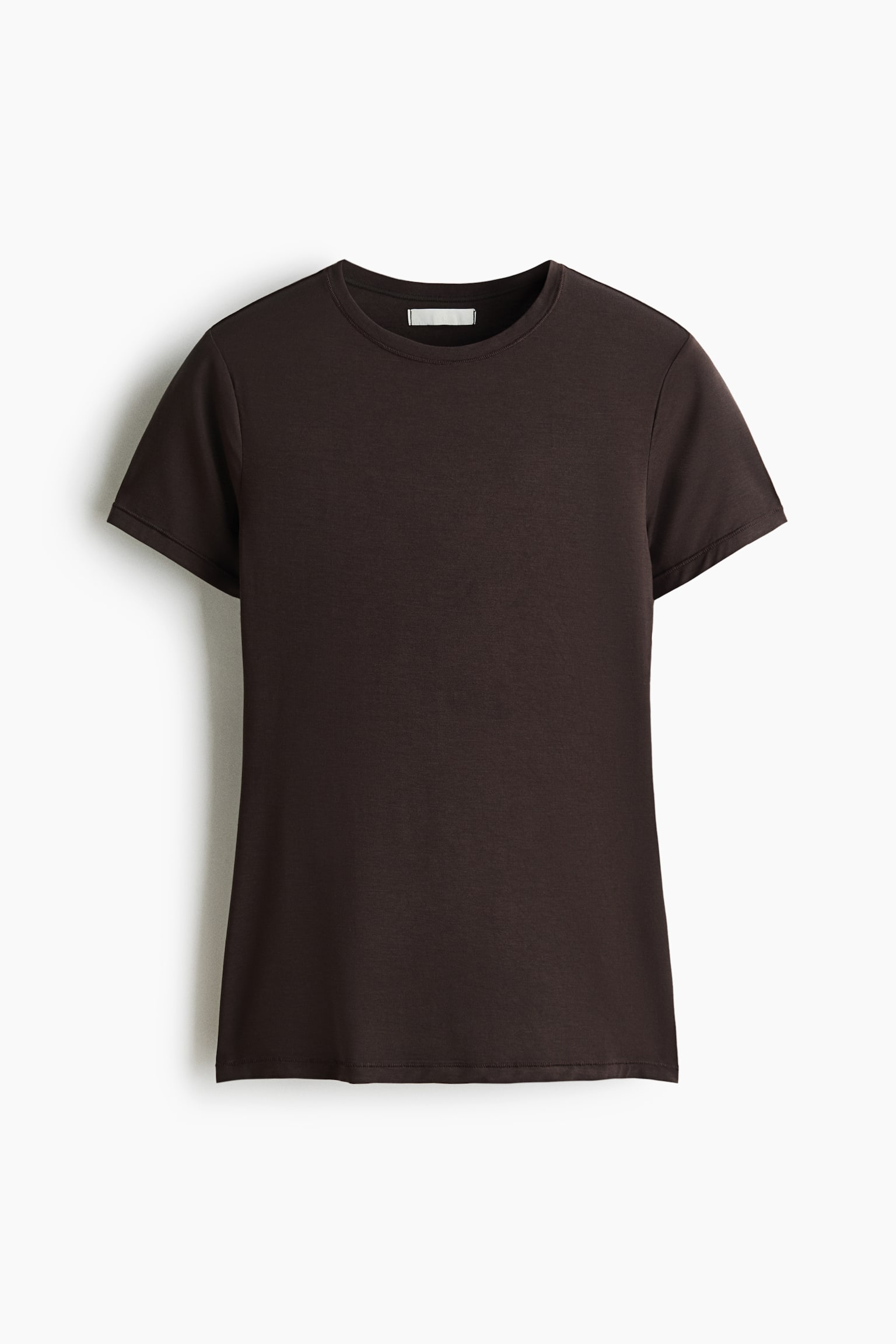 Εφαρμοστό T-shirt από μοντάλ - Σκούρο καφέ/Μαύρο/Καφέ/Κρεμ/Σκούρο μουντό μοβ/Μπορντό/Σάπιο μήλο
