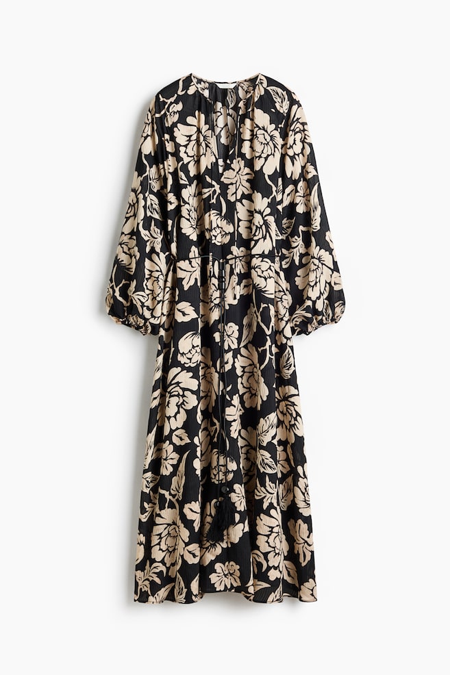 Belted Tunic Dress - Black/floral/Pink/floral - 1
