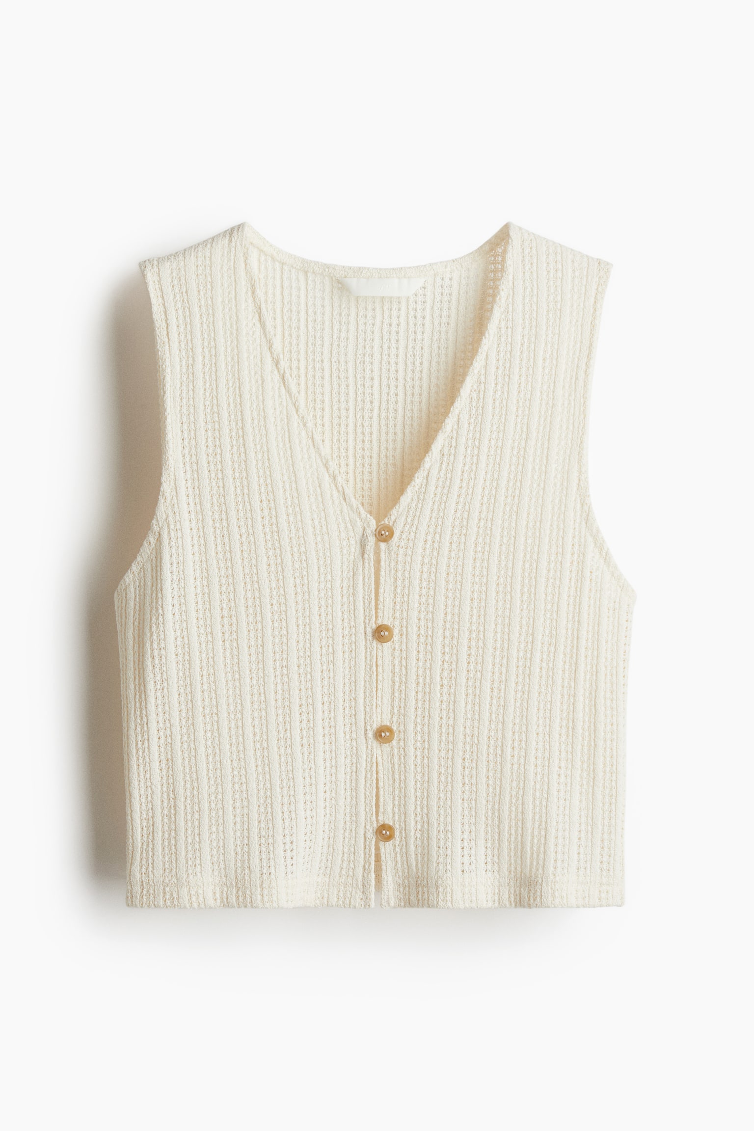 Женский жилет H&M Textured Jersey Vest, цвет: Кремовый — фото 1