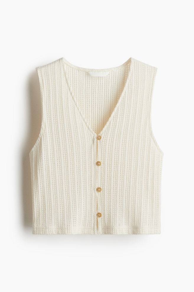 Textured Jersey Vest - Cream - 1