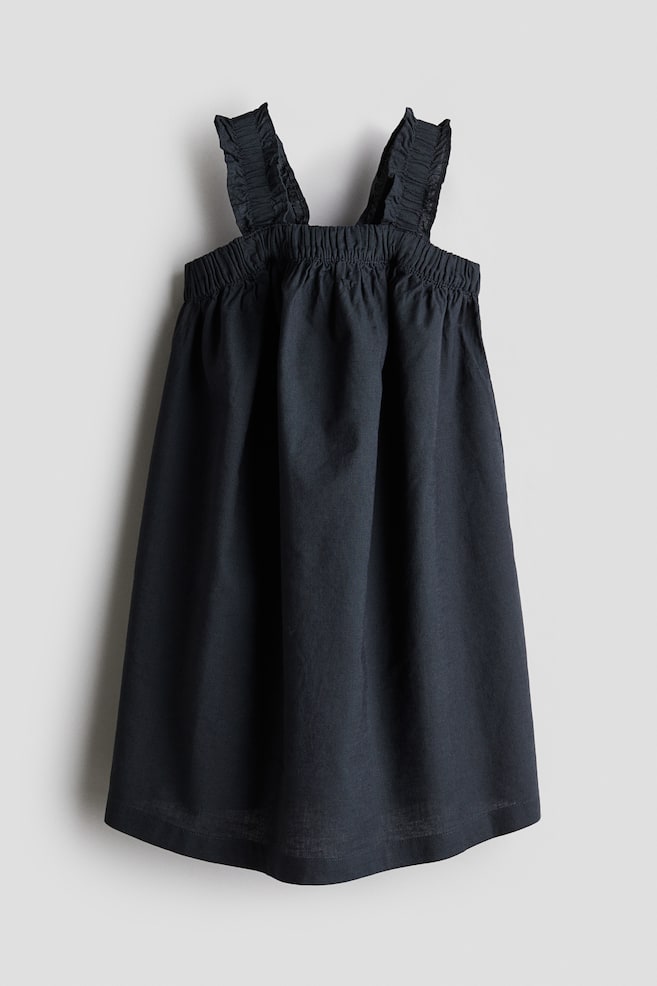 Linen-blend dress - Dark grey/White/Palm trees - 1