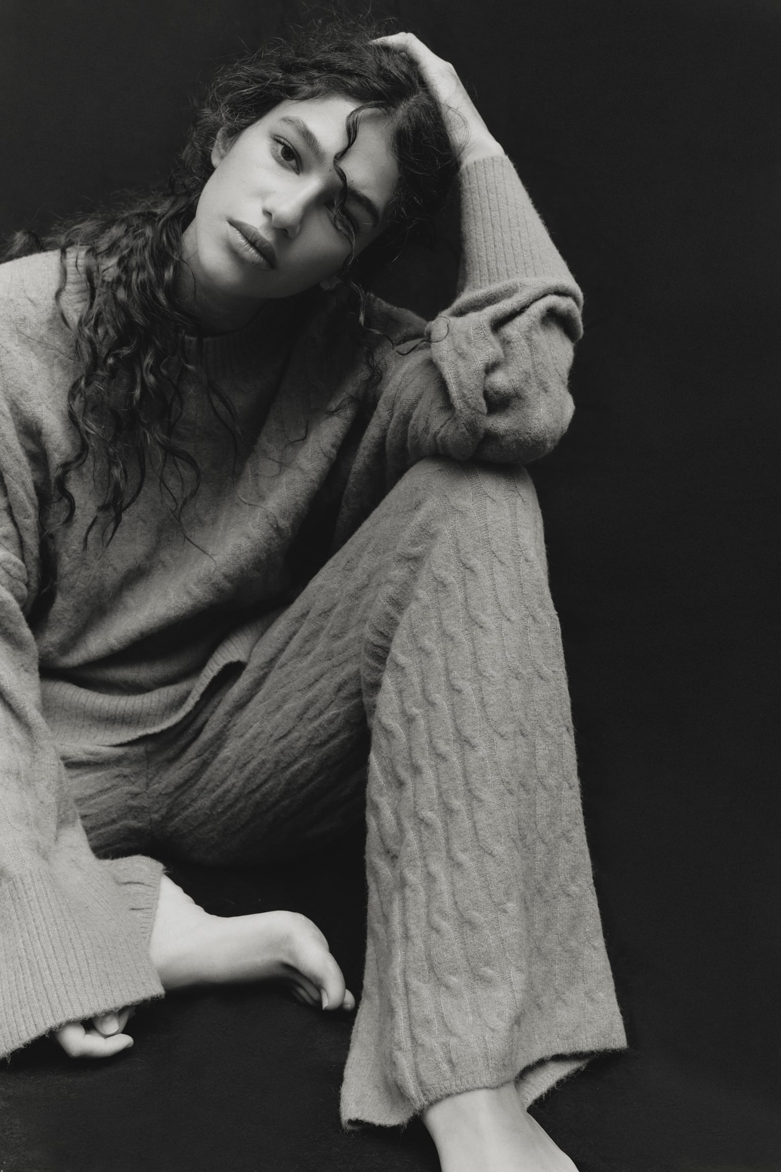 Saç Örgüsü Pantolon - Koyu bej/Açık gri kırçıllı/Bej/Beyaz - 3