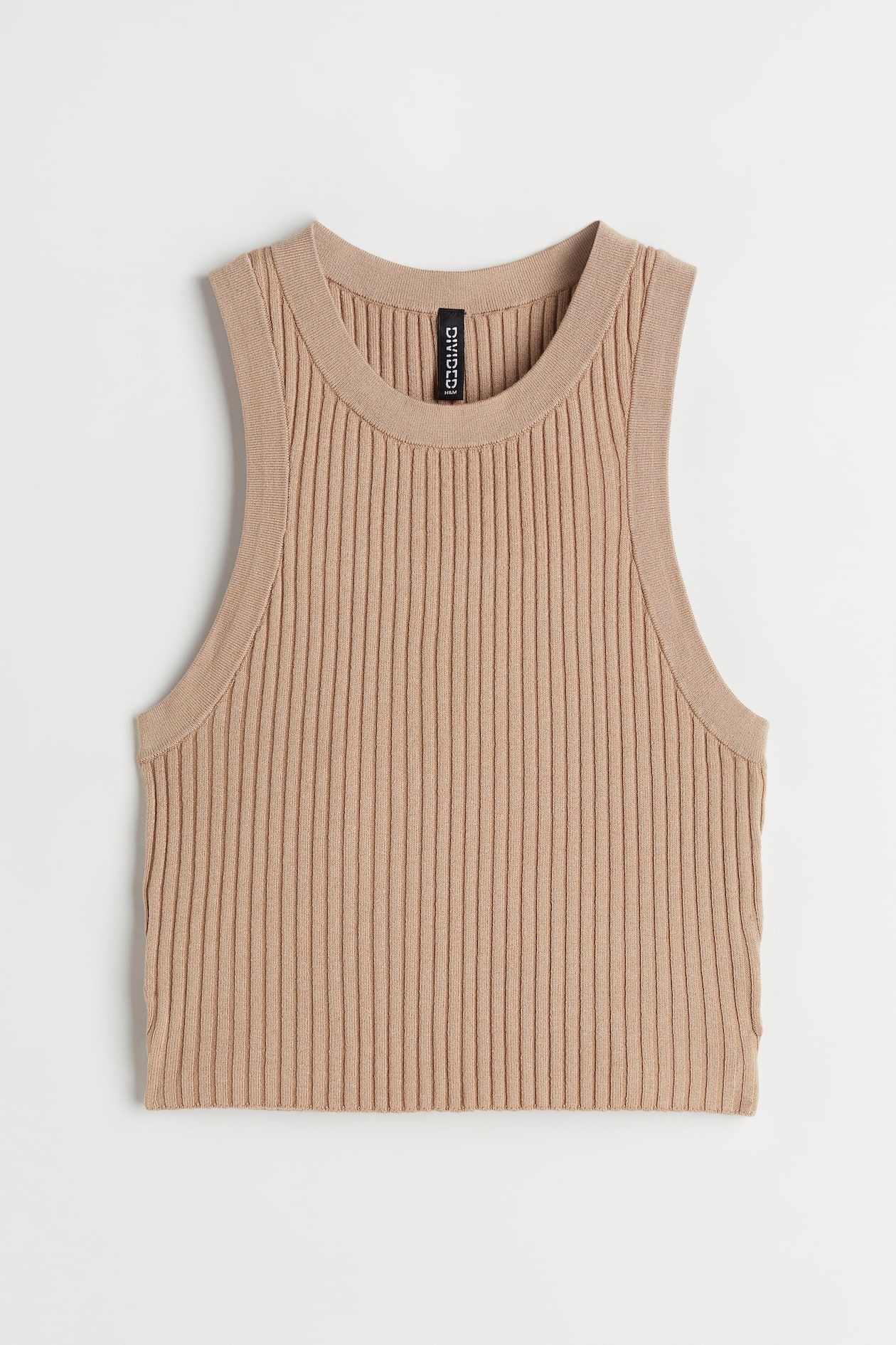 Rib-knit Tank Top - Round Neck - Sleeveless - Beige - Ladies | H&M US