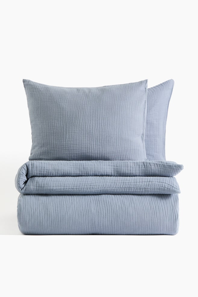 Muslin double/king duvet cover set - Dusty blue/Dusty pink/Mole/Light greige/Anthracite grey/Green - 1