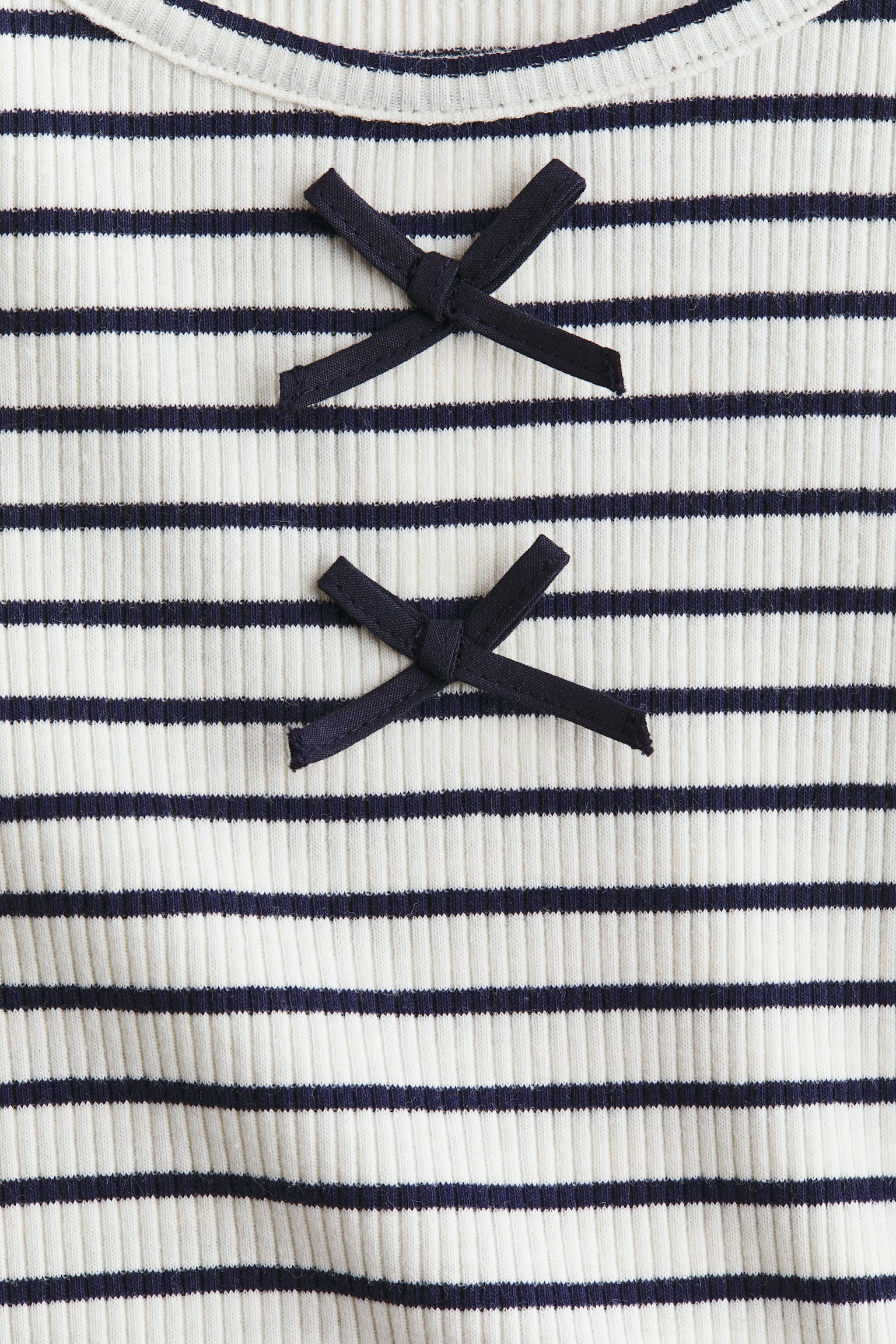 Top acanalado de algodón - Blanco/Rayas azul marino/Rosa/Cerezas/Azul claro/Cerezas/Crema/Floreado - 2