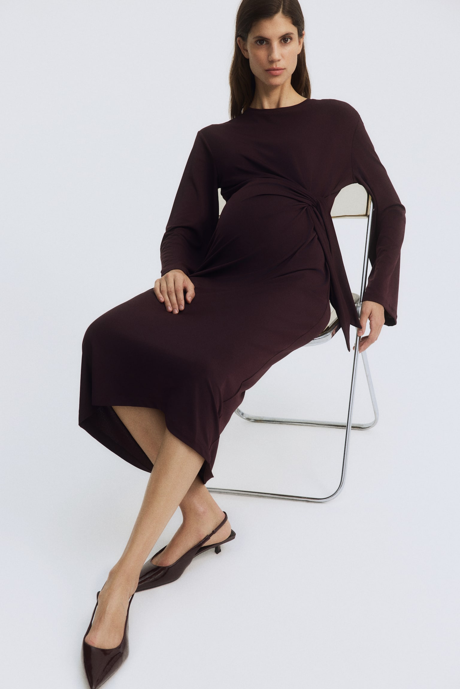 MAMA שמלה עם קשירה - סגול שזיף - 1