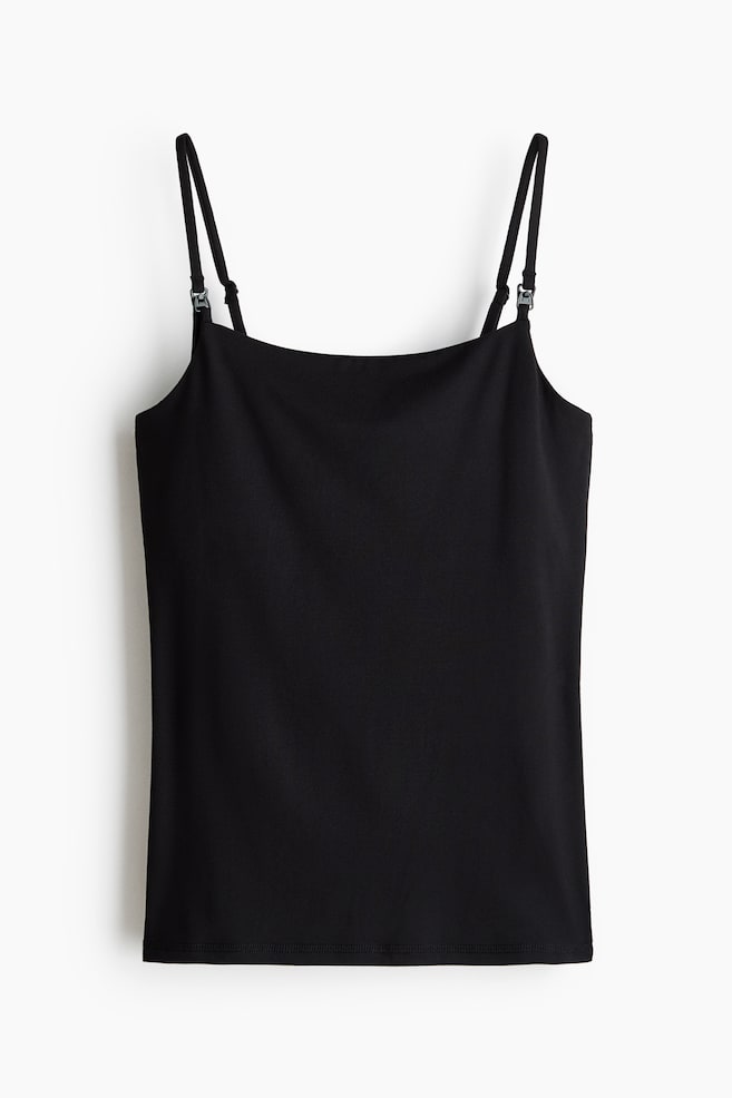 MAMA Soft nursing strappy top - Black/Dark brown - 1