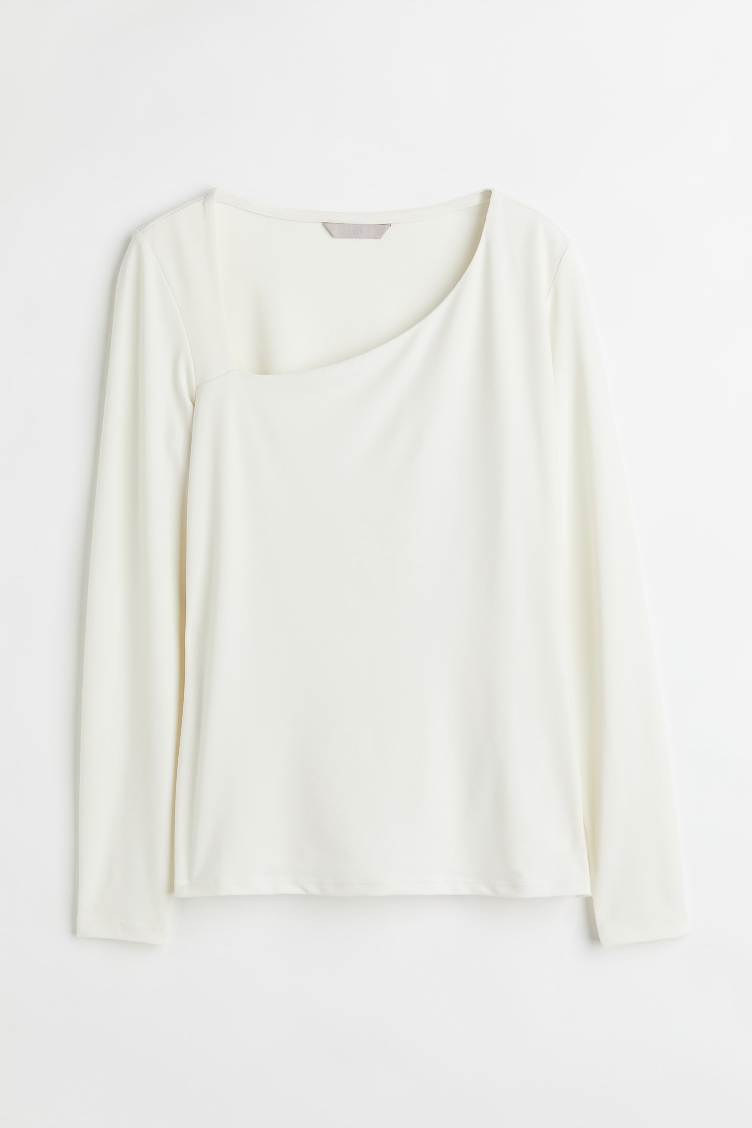 Langærmet jerseytop - Hvid