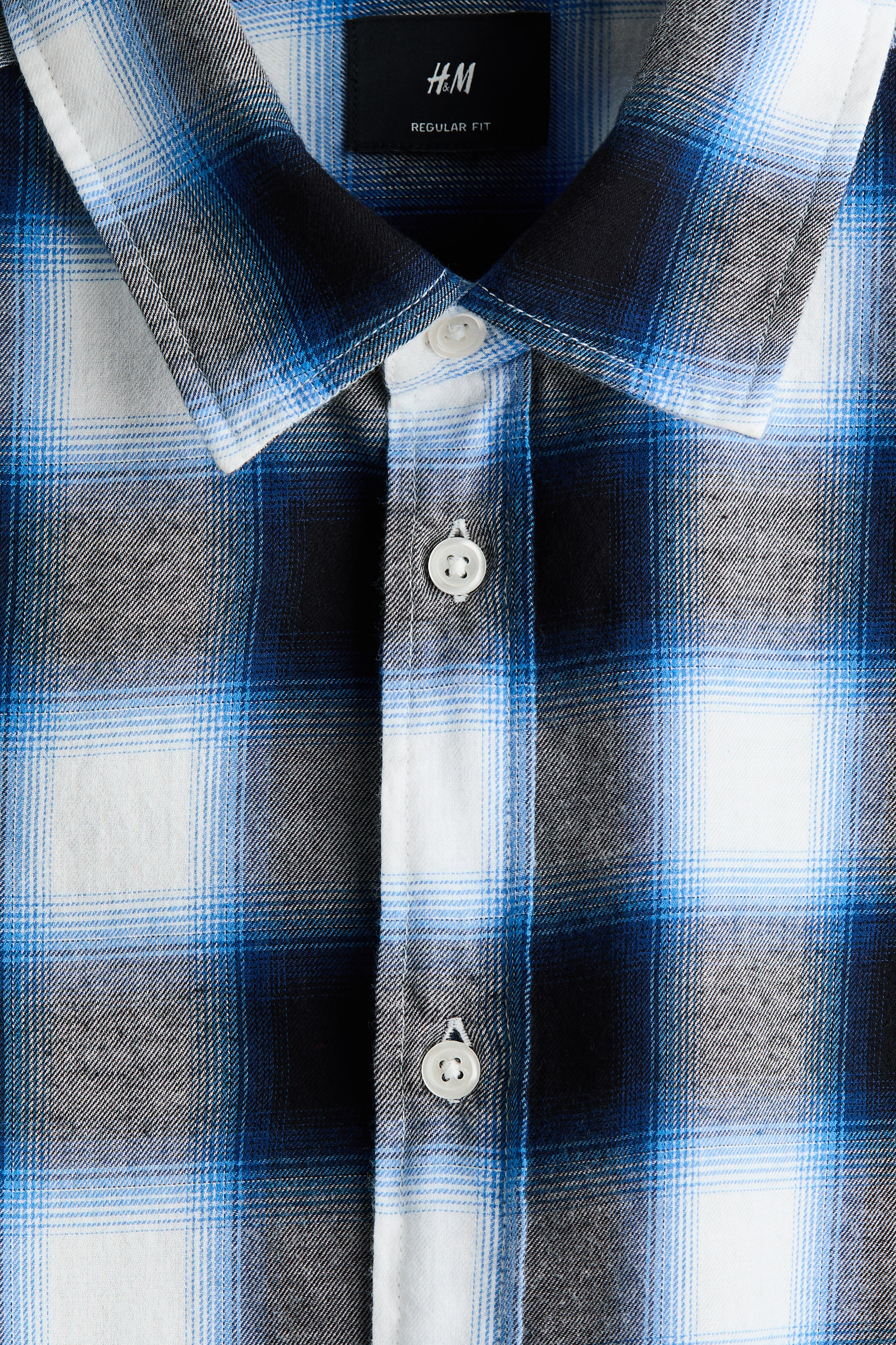 View larger image: Loose Fit Flannel shirt - Navy blue/Checked - Men | H&M IN 6