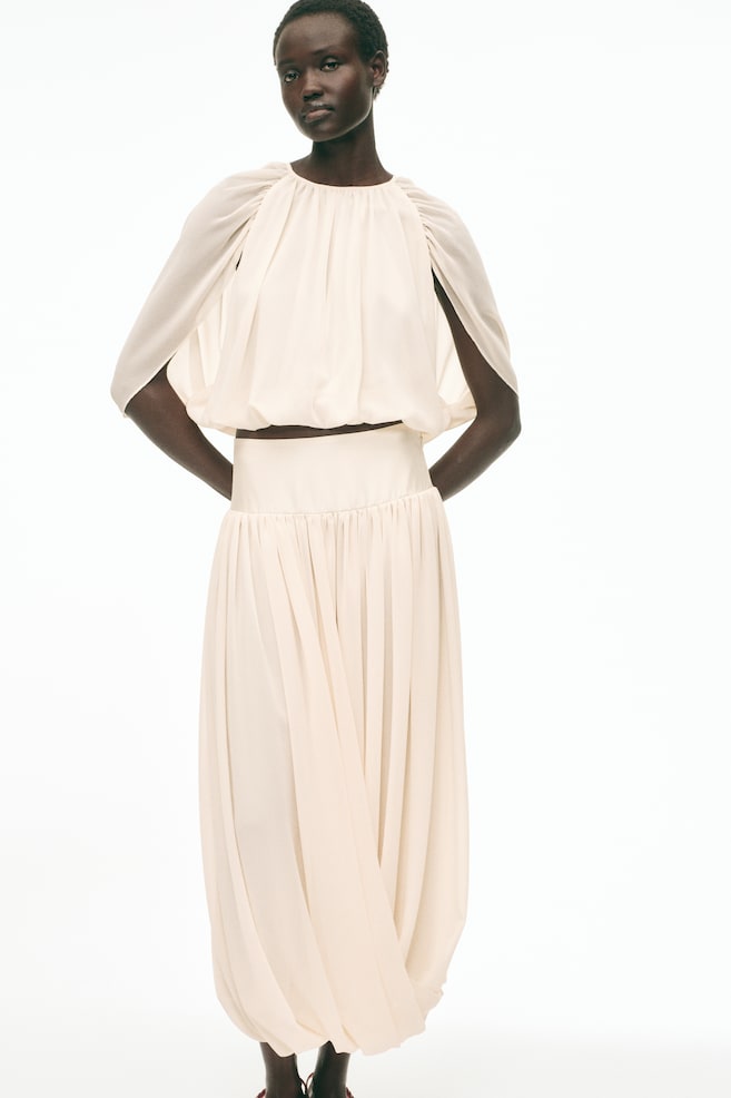 Draped Chiffon Skirt - Light beige - 2