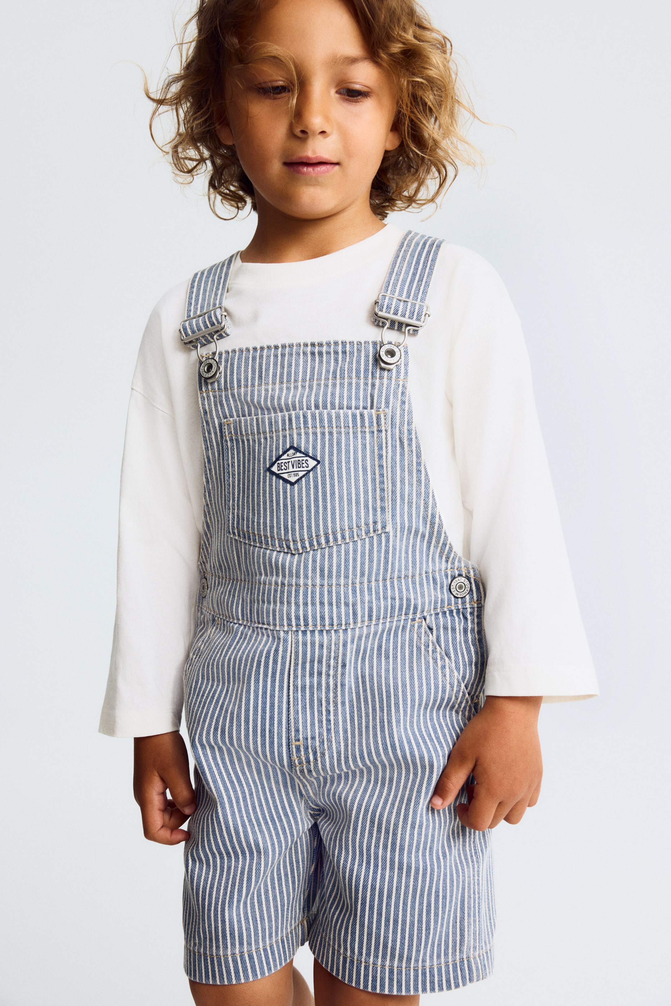 Cotton Denim Overall Shorts