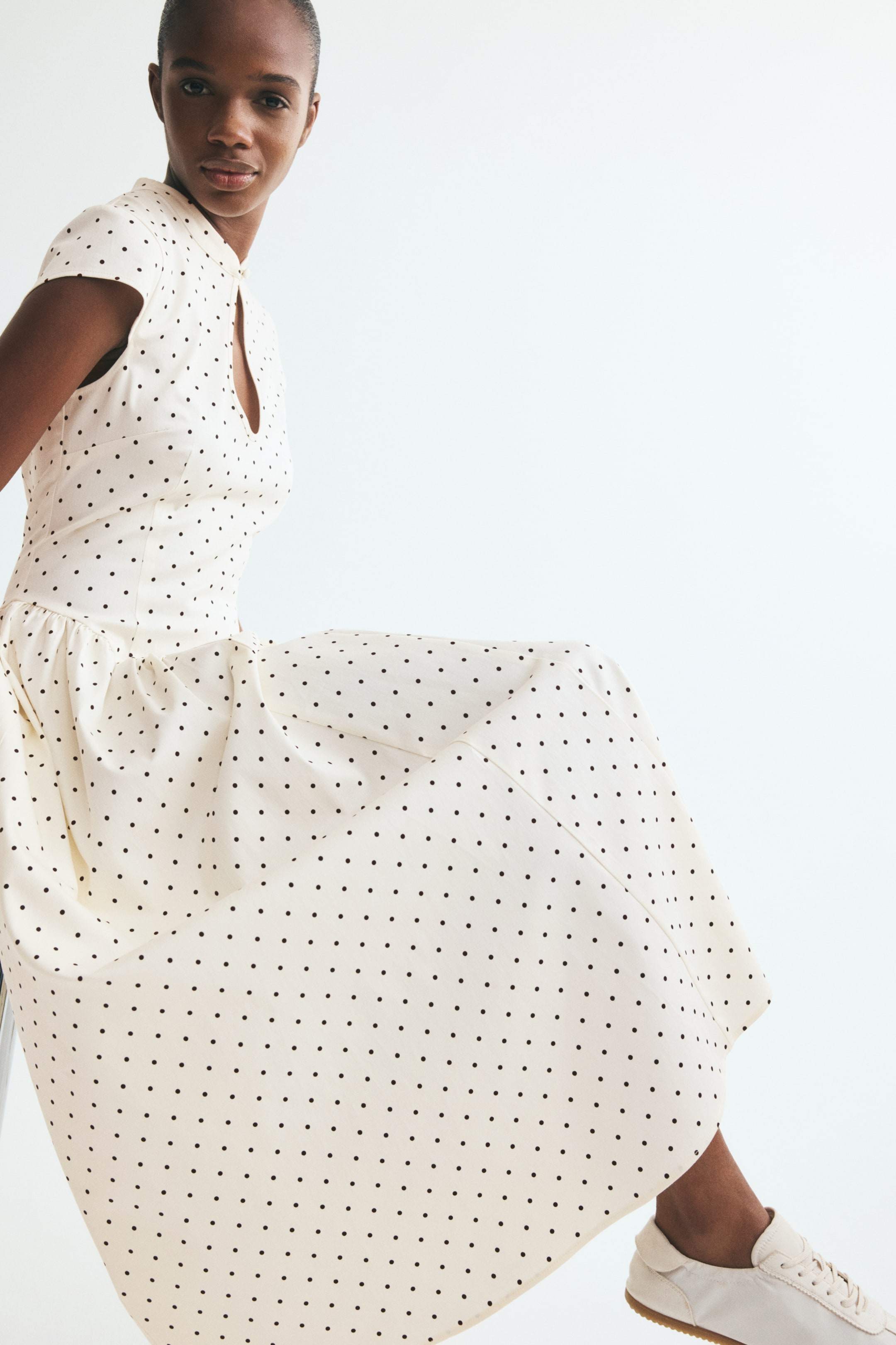 Cotton Dress with Flared Skirt