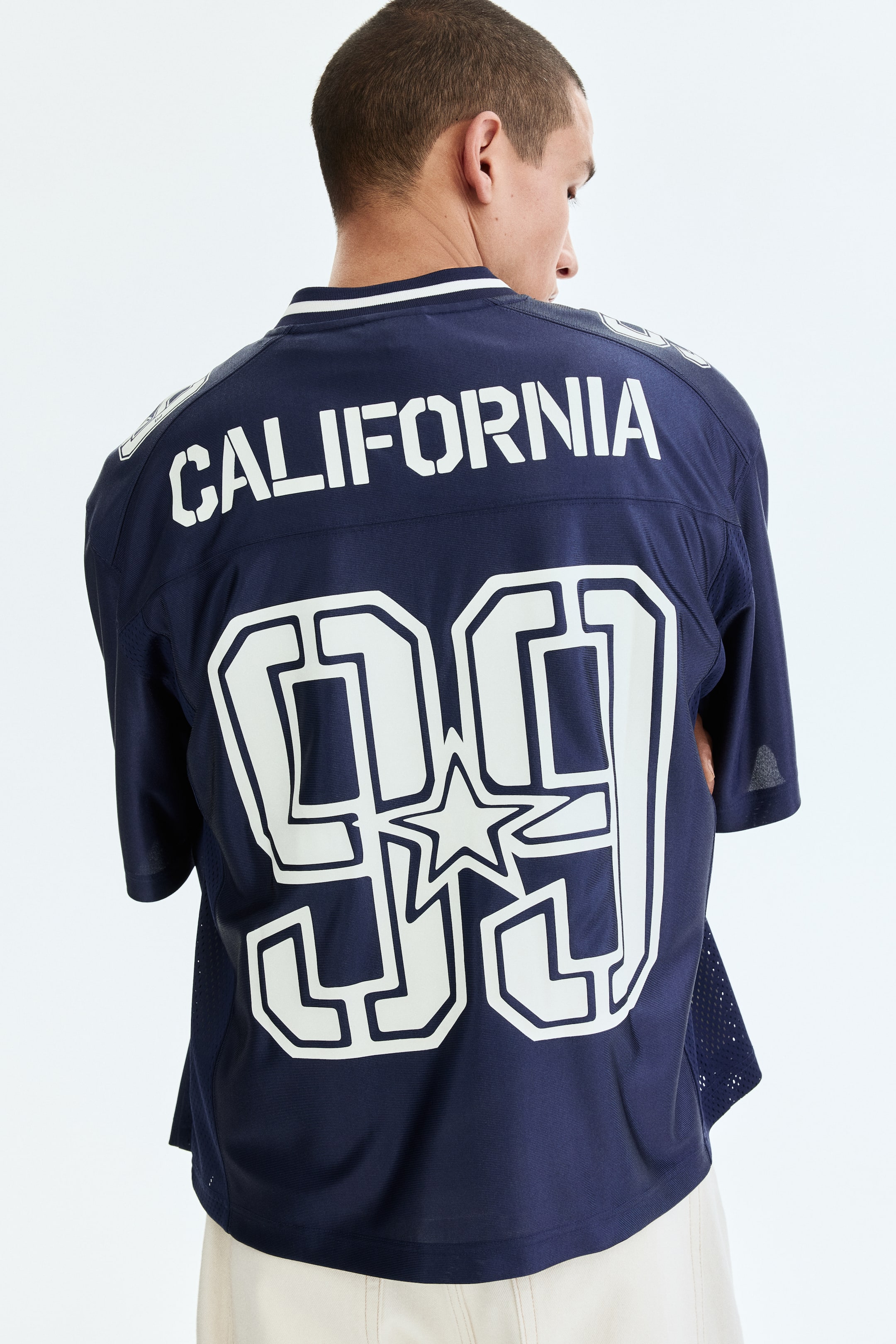 Loose-Fit Printed Mesh T-Shirt