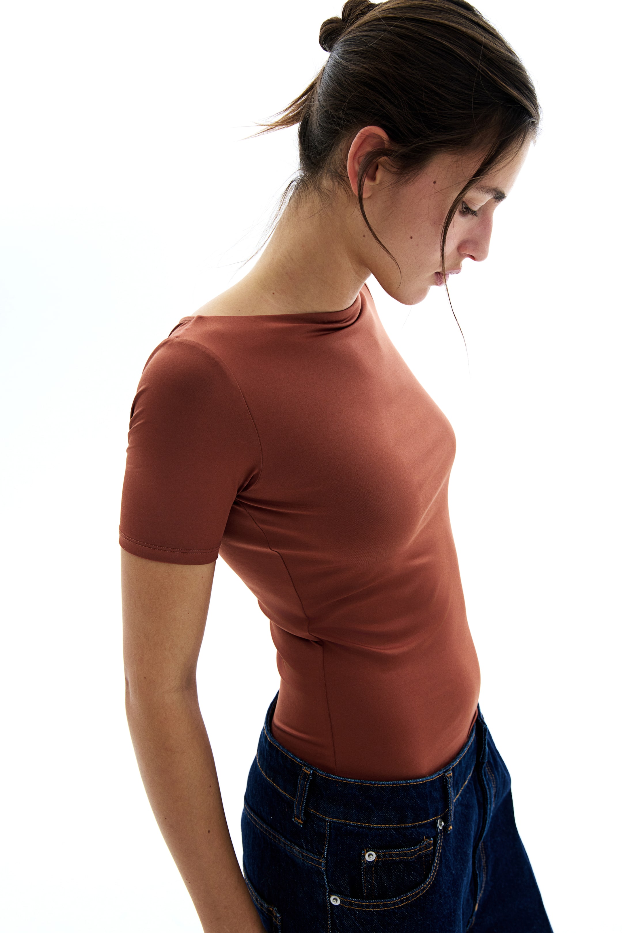 Boat-Neck Microfiber Top