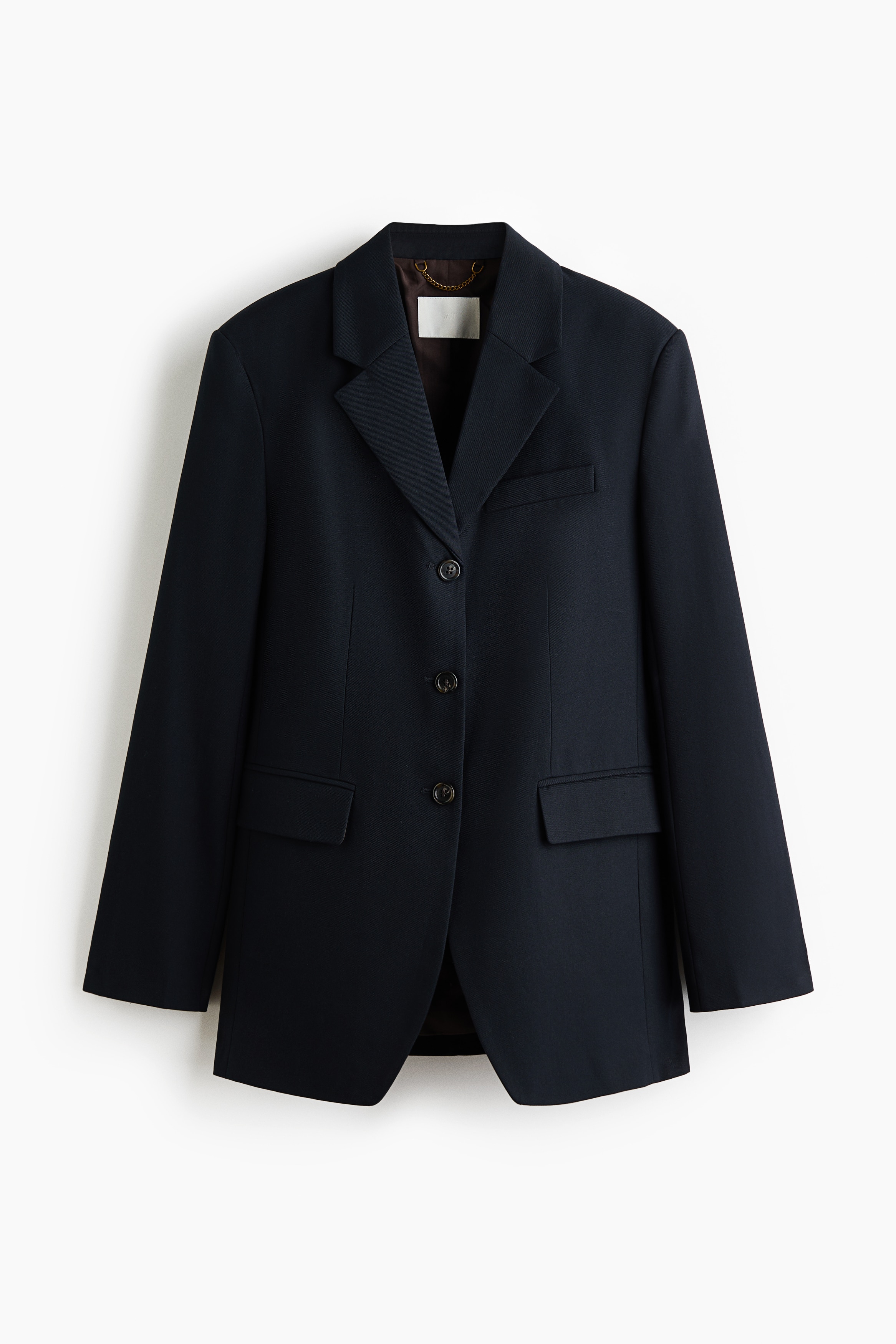 Single-breasted twill blazer - Navy blue